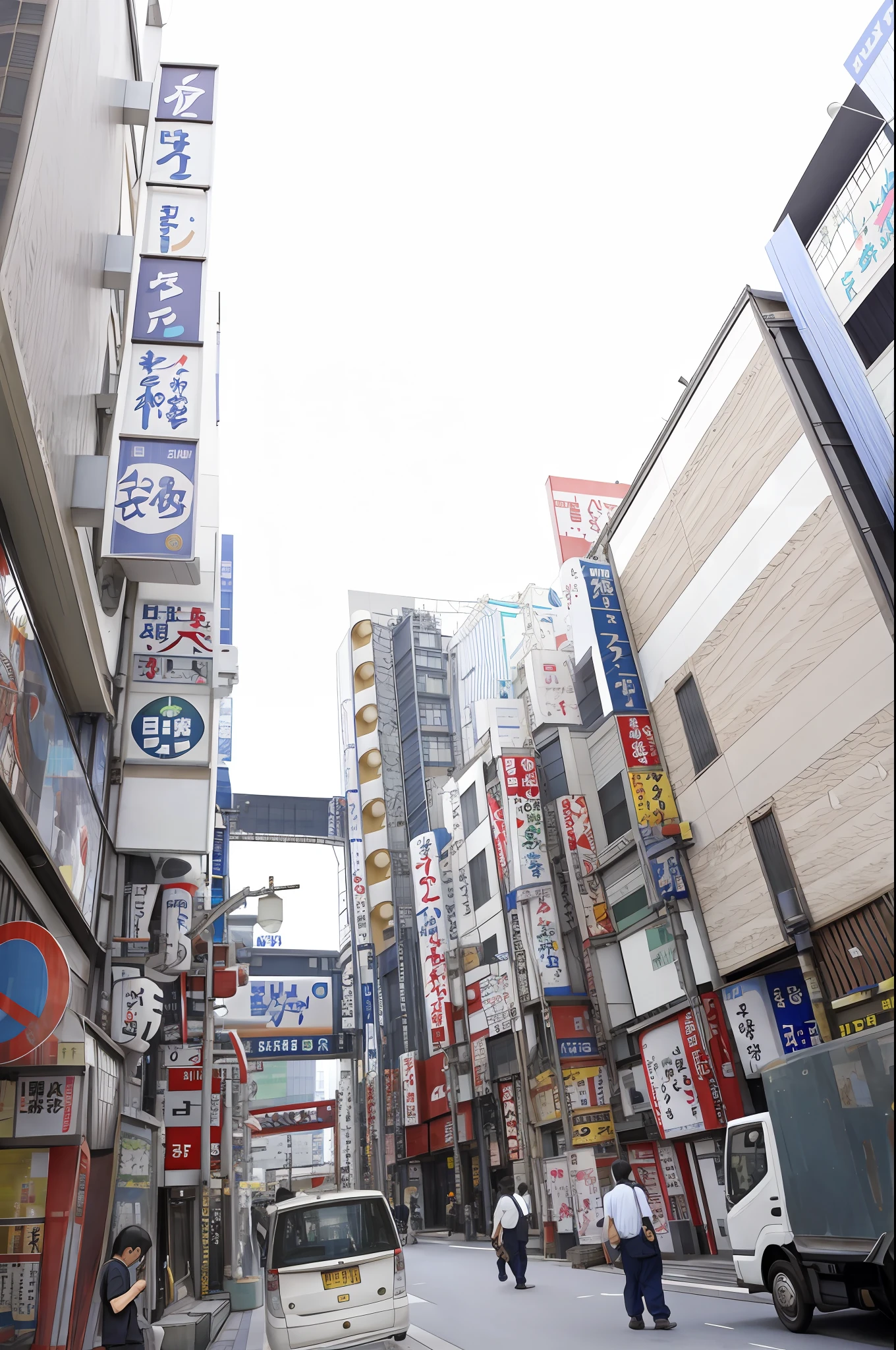 there are many signs on the buildings along the street, tokyo akihabara street cityscape, japanese downtown, tokyo street background, tokyo street, in tokyo akihabara, in tokyo shinjuku, deserted shinjuku junk town, in the streets of tokyo, tokyo street cityscape, the neat and dense buildings, japanese street, akihabara, shibuya street, best quality,masterpiece,Paddy