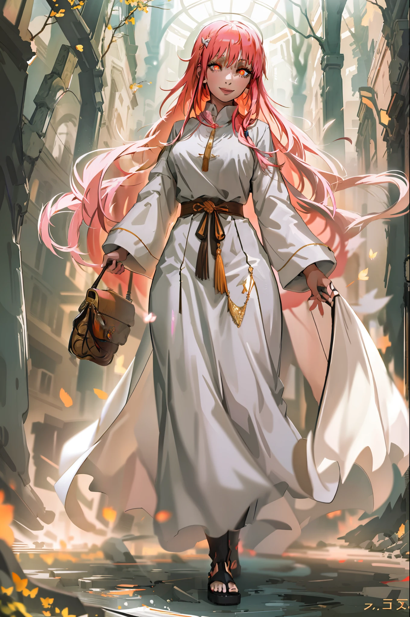 makima,Gothic, huge chest, tall woman, curved, f, long hair, christian, alone, catholic, latin cross,, forest city, plants, walking, smile, smile, ,fur clothes, wizard, medieval, village,tights, portrait, long skirt, long dress, flip-flops, , huge breast, , , 1gir,1character, walking,long skirt, red eyes, walking,female,fantasy goddess,there is a cartoon picture of a woman with a very large breast, glowing angelic being, glowing holy aura, inspired by Luma Rouge, the non-binary deity of spring, ethereal rainbow nimbus, the butterfly goddess of fire, inspired by Marie Angel, glowing aura around her, astral fairy, as the goddess of the sun, “uwu the prismatic person, big breast, happy, beautiful eyes, , full body, walking, long robe, long dre, , nun, priestess ,holy, venus body, curvy, huge breast, forest, long skirt, coat, very long skirt,coat, europe, france, french, pantyhose, walking, pink hair, smile, happy,long skirt , long dres