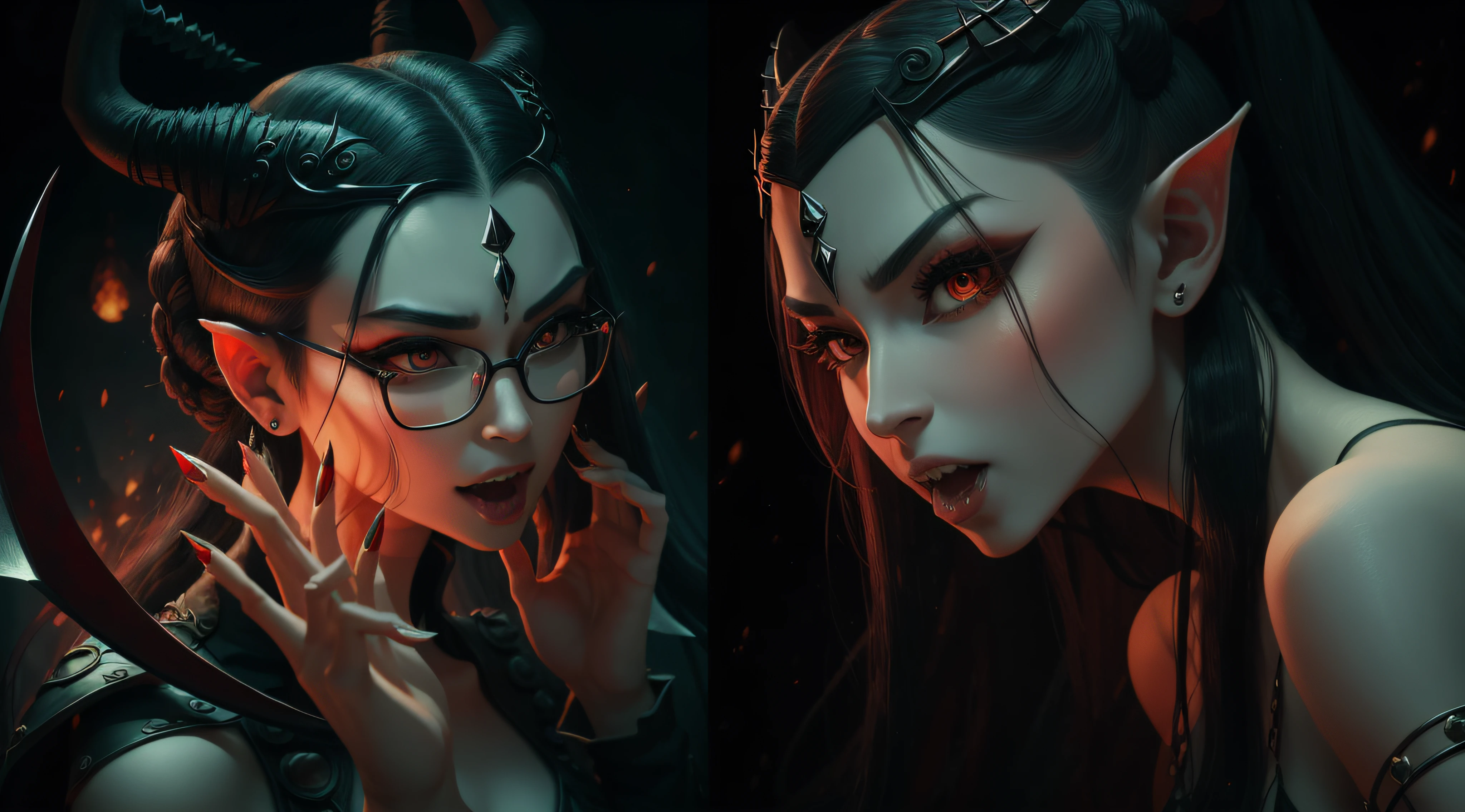 Three eyes, two noses, large ears, fangs, mouth，Hela hairstyle，D罩，Kirin arm，Six crab legs[I want to be quiet] --auto