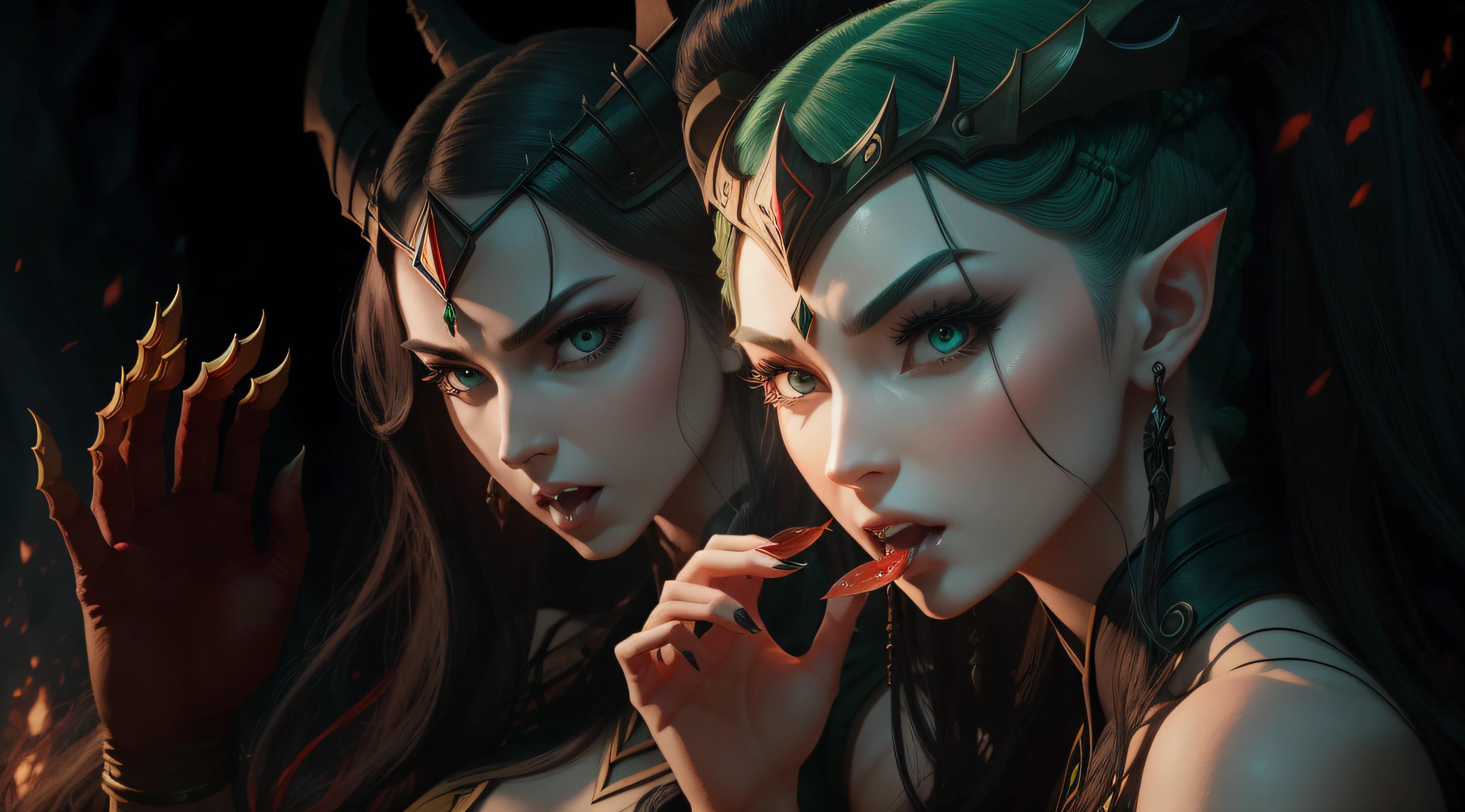 Three eyes, two noses, large ears, fangs, mouth，Hela hairstyle，D罩，Kirin arm，Six crab legs[I want to be quiet] --auto