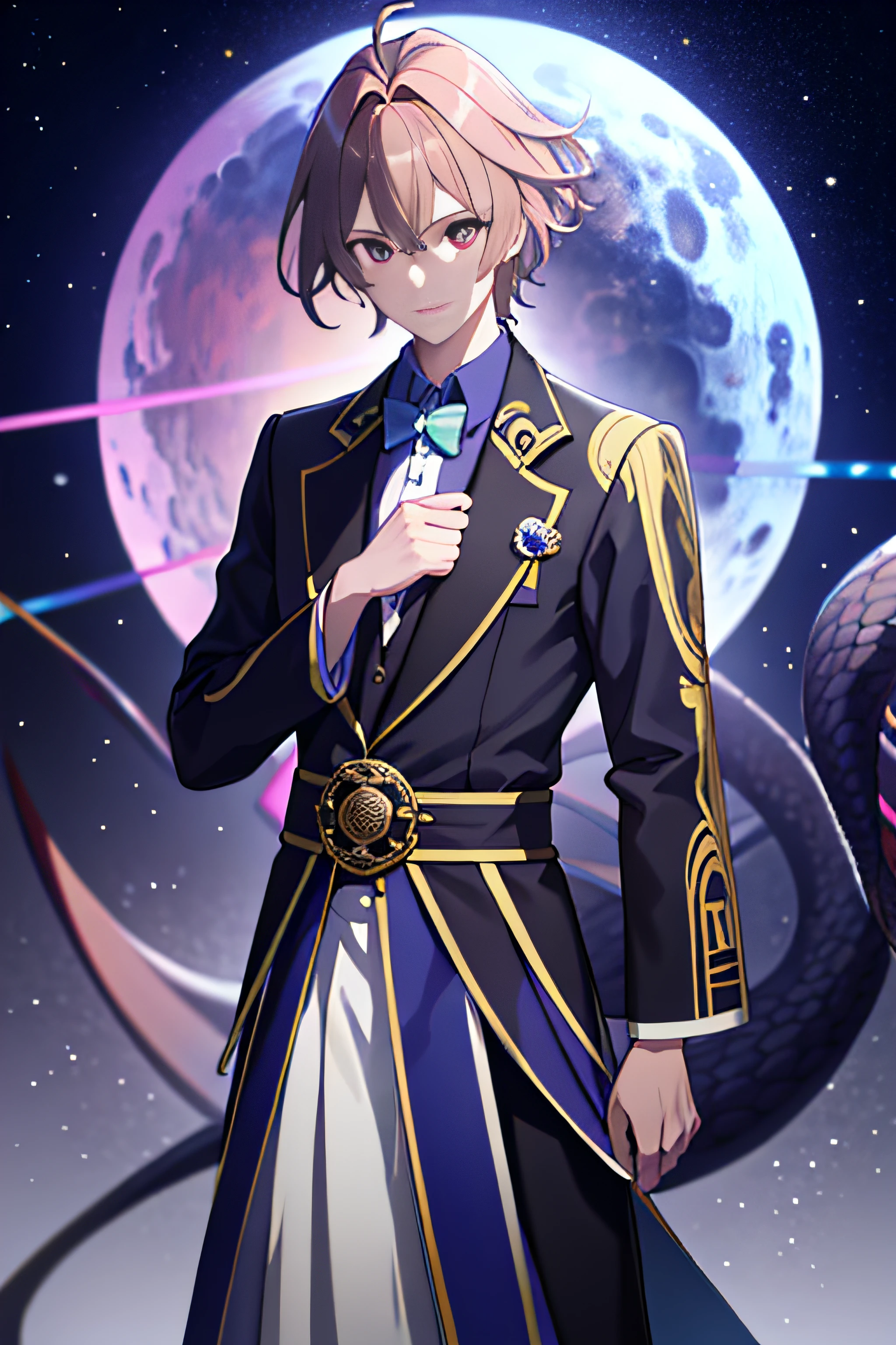 tmasterpiece, Best quality at best, high high quality, 1boy, 独奏, malefocus,full bodyesbian,standing on your feet,Background with,raiden,salama,Dragon,ancient wear