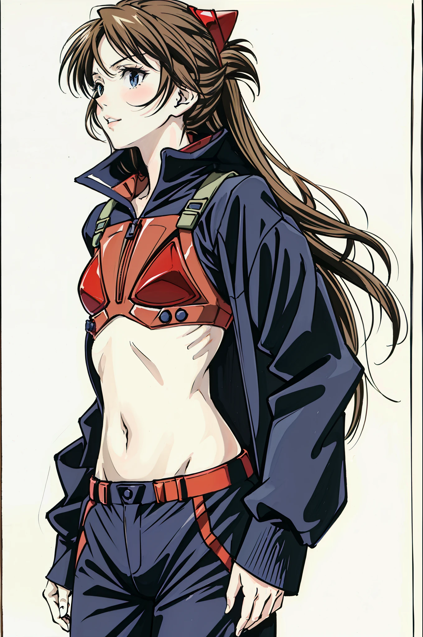 foto retrato de ((Asuka Langley en cuerpo entero)), (((beautiful asuka langley anorexic))), ((muy flaca en bikini)), (((huesos y costillas visibles))), ((small flat breasts)), ((very small waist)), piernas delgadas, ((rostro hermoso)), ((vista de perfil cuerpo entero)), (((concave abdomen))), ((Asuka  Langley muy muy flaca)), ((fondo blanco)). ((Sin vincha roja)).