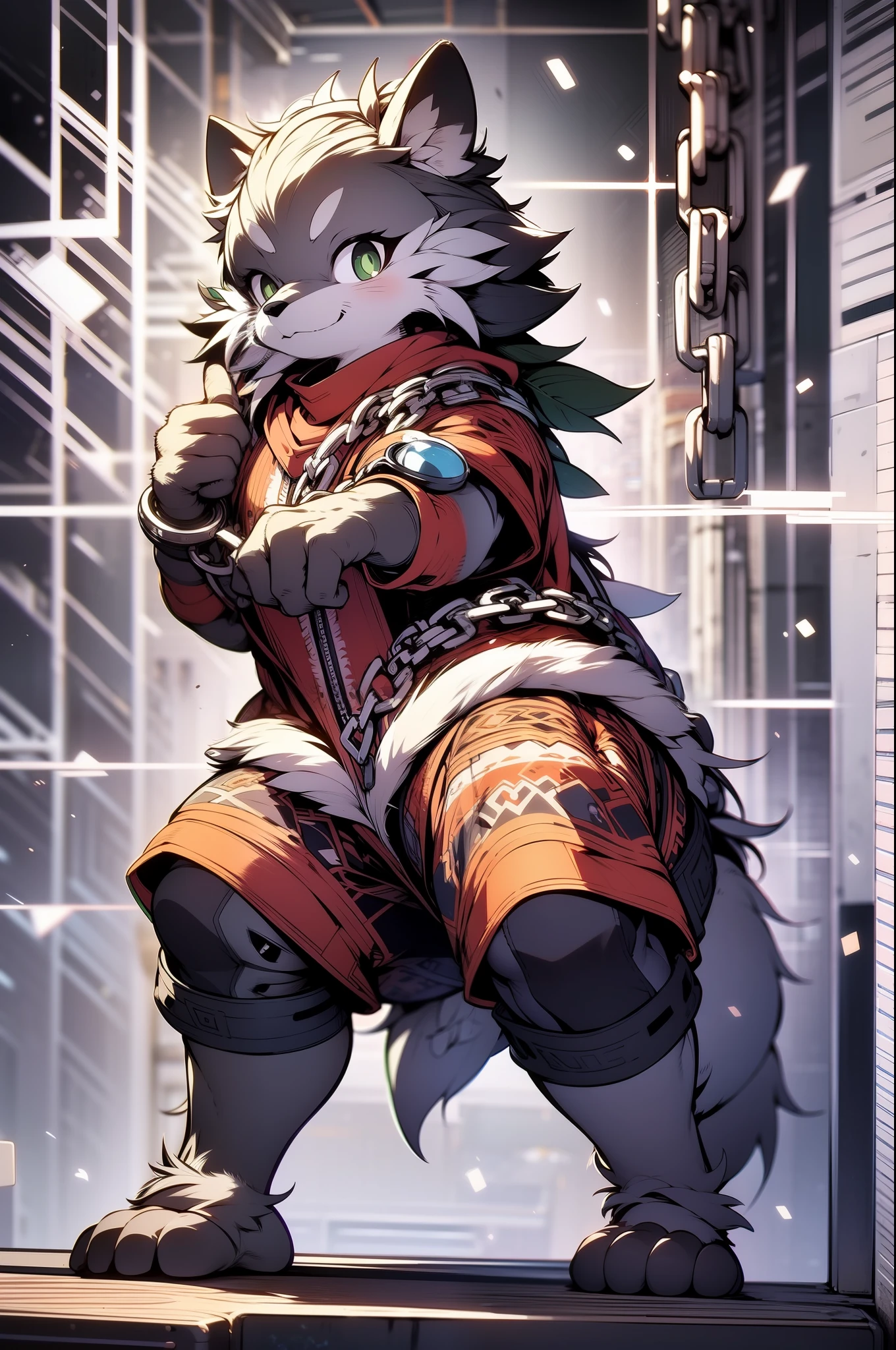 Close-up of cartoon character holding chain, POV furry art, Furry art!!!, Furry anime, fursona!!!!, fursona art, trending at cgstation, Furry art, furry fursona, (sfv) safe to work, author:Shitao, trending on cgstation, female furry mini cute style, very very beautiful furry art, full body commission for