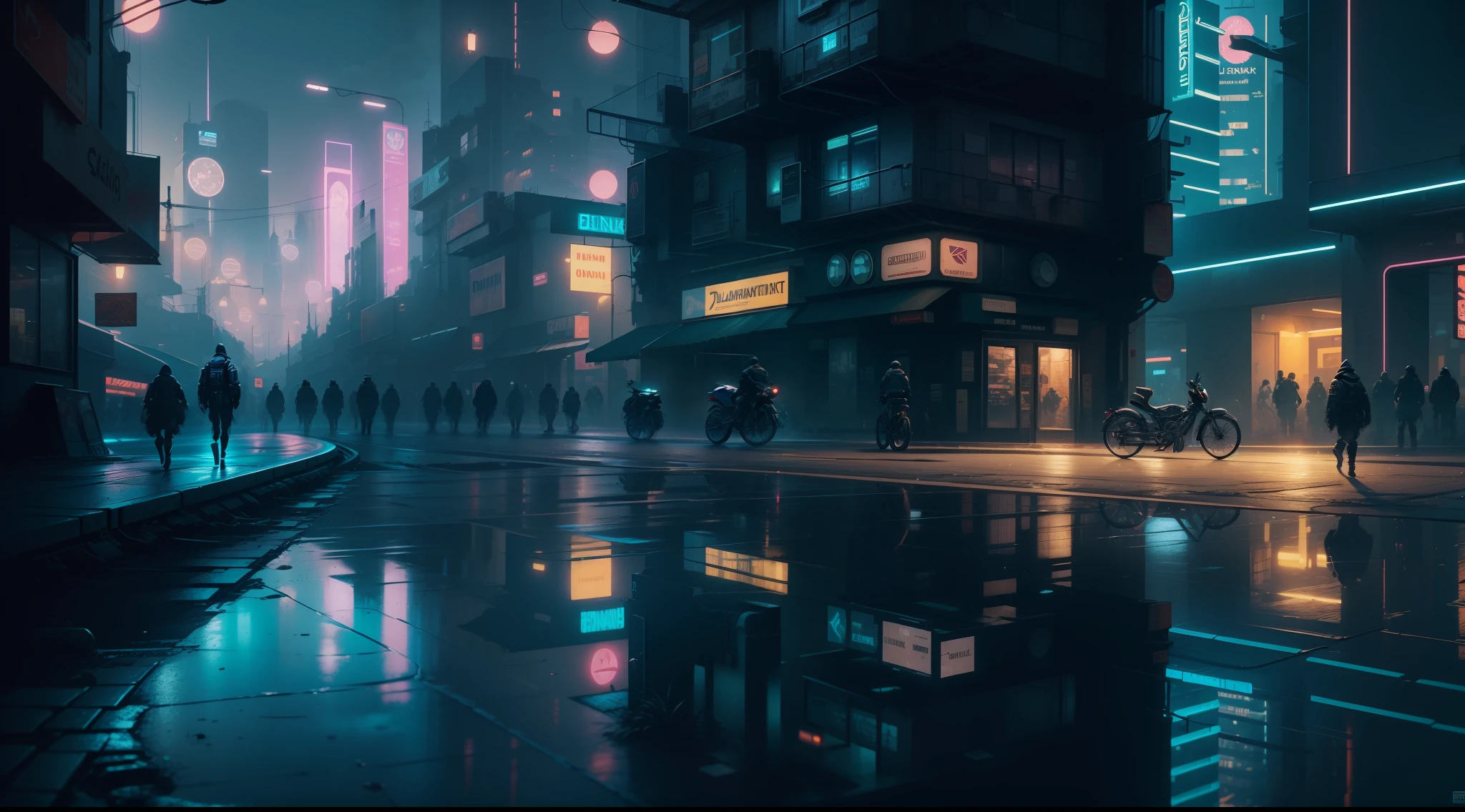 ((Dunkle Phantasie)) Cyberpunk-Stadt, Ultra-realistisch, best quality, cyberpunk-city im hintergrund, Lichter, Reflexionen, Nacht, Regen, 4K