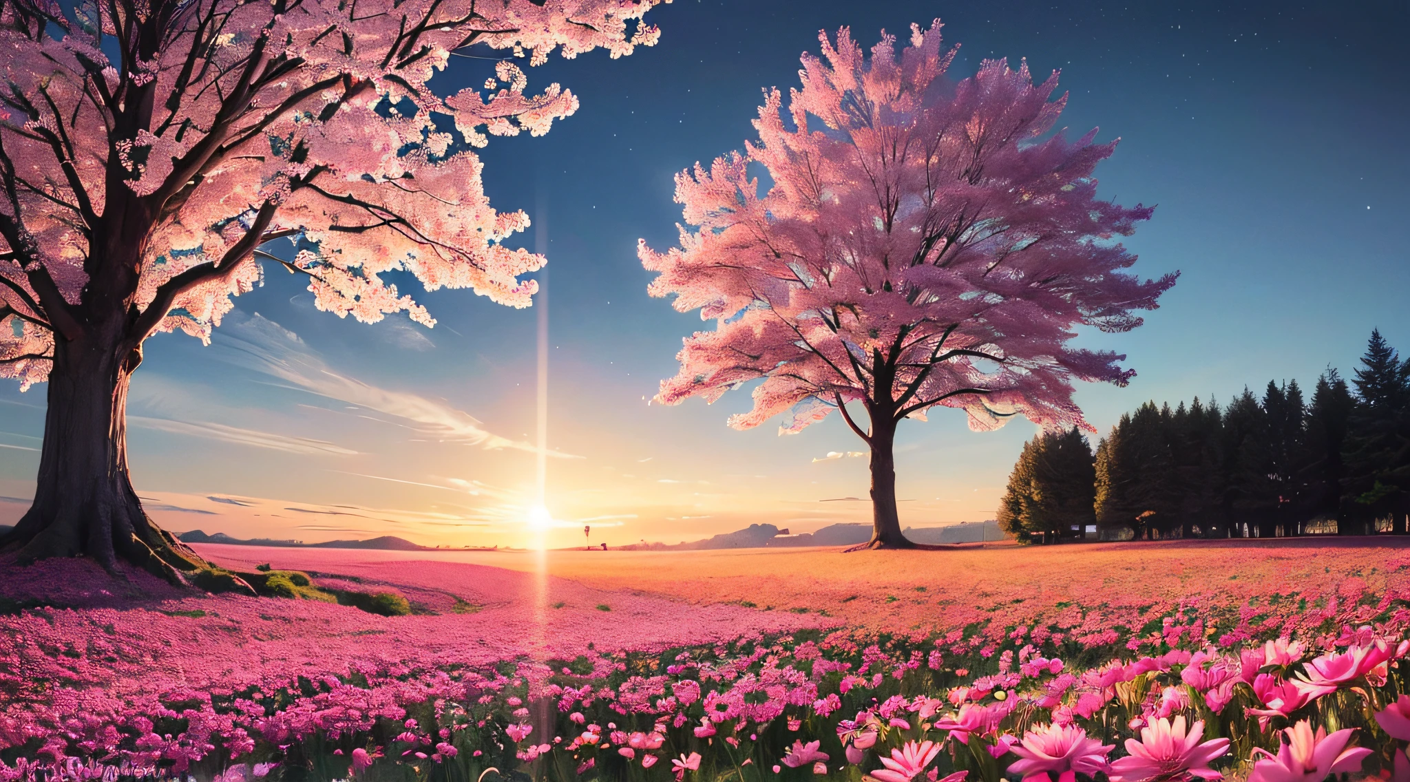 (((masterpiece))),(((best quality))),((ultra-detailed)),(illustration), 4k, simple, higres, simle background, extremely_detalled_wallpapper, medium shoot,




tarot, 
flower field, sakura tree, 


flower field, sakura tree, grass,