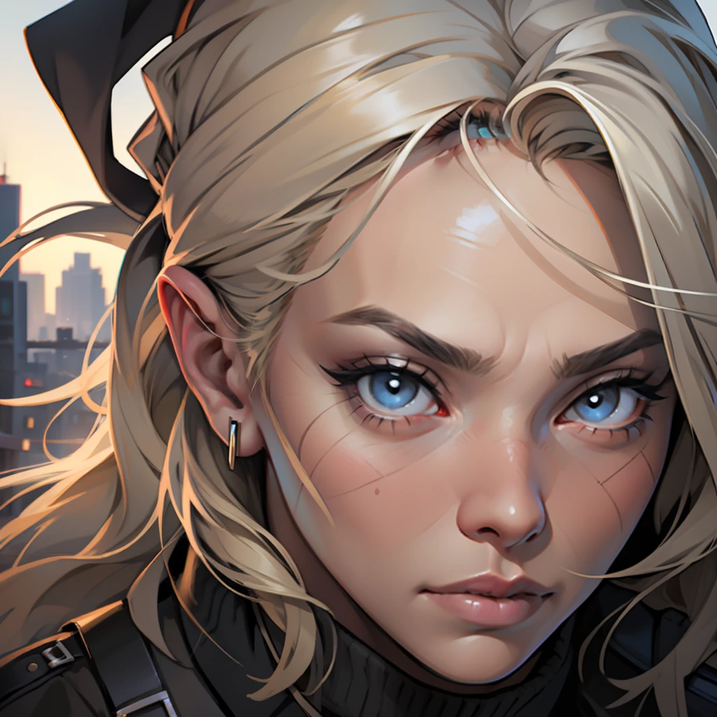 Realistic Potrait of Vinsmoke Reiku, art by Eichiro Oda, in the City of New York, Very Detailed Face, Very Detailed Eyes, High Resolution --auto --s2