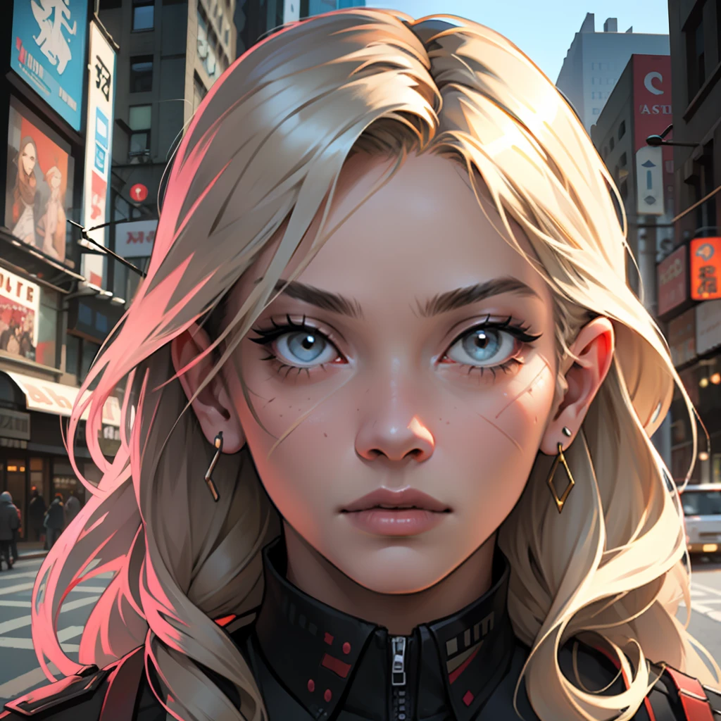 Realistic Potrait of Vinsmoke Reiku, art by Eichiro Oda, in the City of New York, Very Detailed Face, Very Detailed Eyes, High Resolution --auto --s2