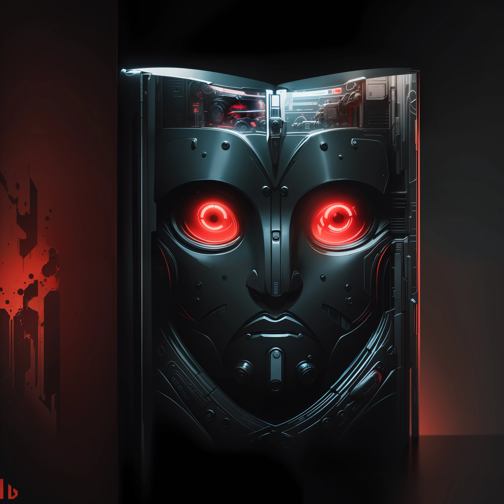 Book with red robot cover with futuristic black
