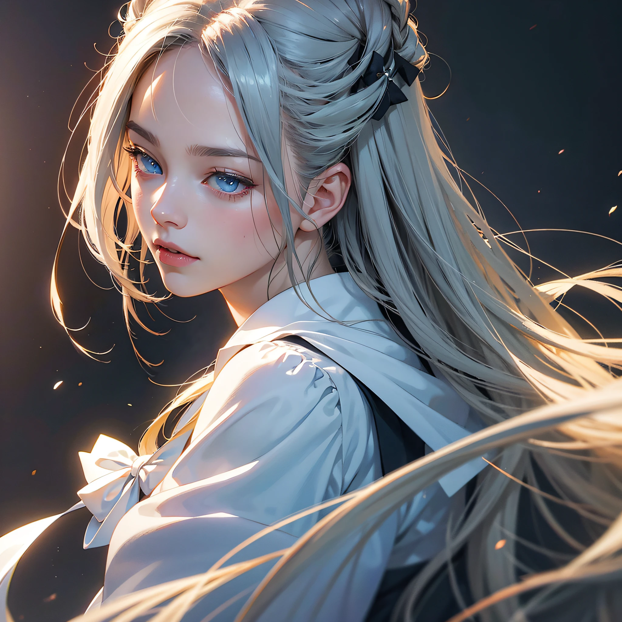gray-haired girl,eBlue eyes,the maid outfit,cropped shoulders,dual horsetail, photorealistic anime girl rendering, Smooth anime CG art, 3 d anime realistic, hyper realistic anime, Photorealistic anime, Realistic anime 3 D style, Stunning anime face portrait, Realistic young anime girl, Anime realism, Anime style. 8K, 8K portrait rendering, Anime. Soft lighting --auto