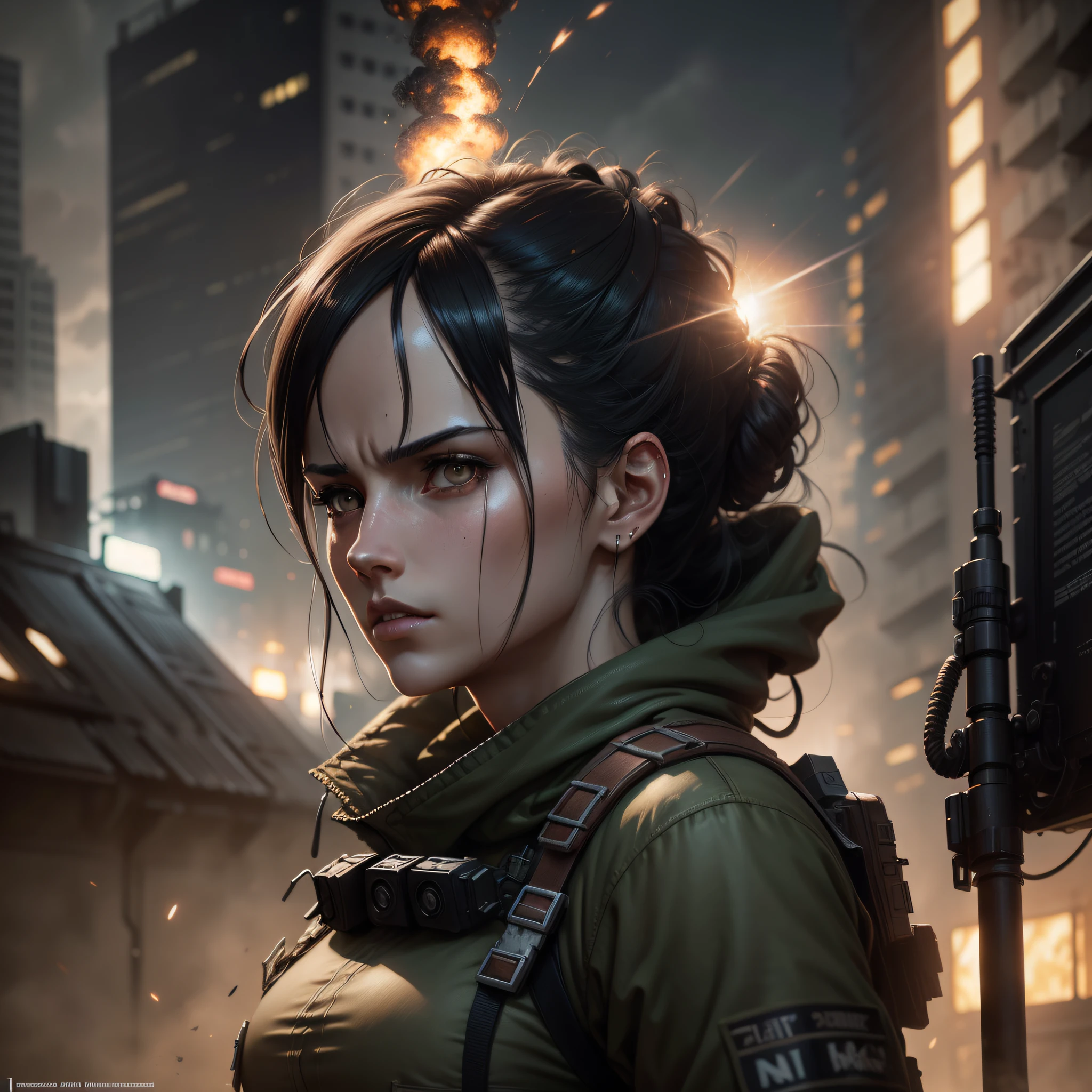 attack on titan, sharp focus, emitting diodes, smoke, artillery, sparks, racks, system unit, motherboard, by pascal blanche rutkowski repin artstation hyperrealism painting concept art of detailed character design matte painting, 4 k resolution blade runner