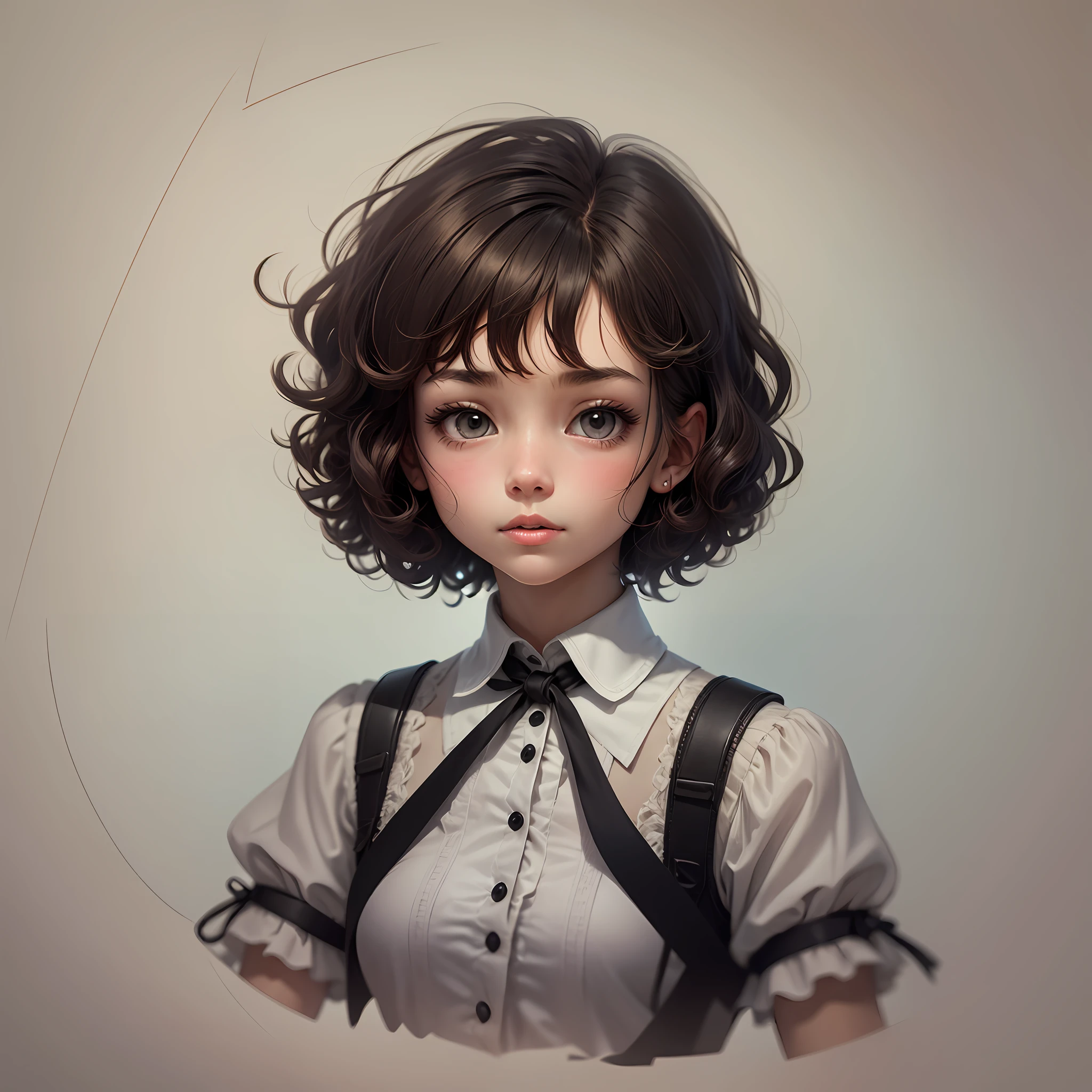 a girl with short curly hair, differente angles, in the style of children book character, character sheet, white background --auto --s2