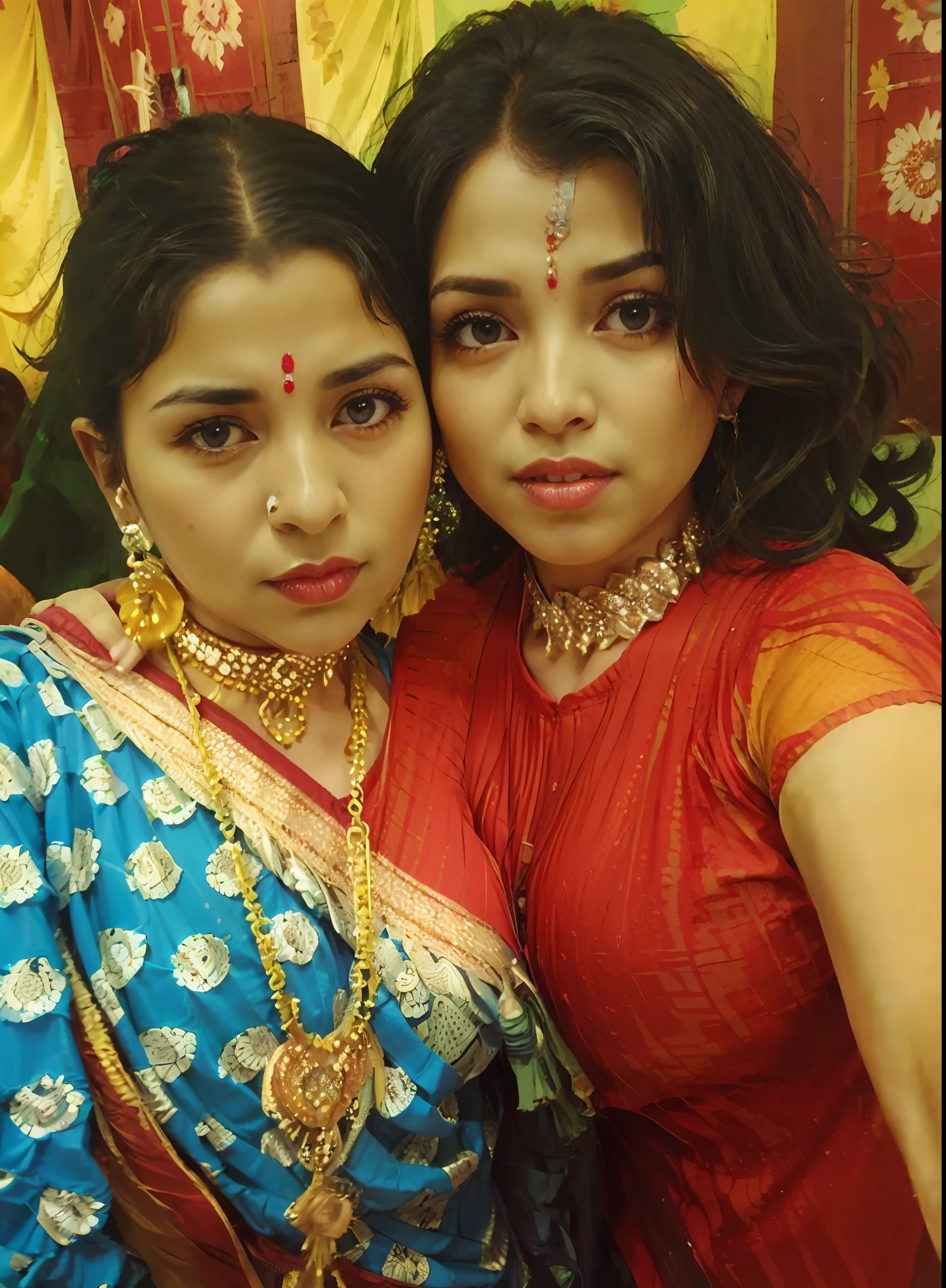 a woman is posing for a photo,(wearing indian_dance_dress:1.3), green dress, 
good hand,4k, high-res, masterpiece, best quality, head:1.3,((Hasselblad photography)), finely detailed skin, sharp focus, (cinematic lighting), collarbone, night, soft lighting, dynamic angle, [:(detailed face:1.2):0.2],(((exhibition inside theater))),change clothes