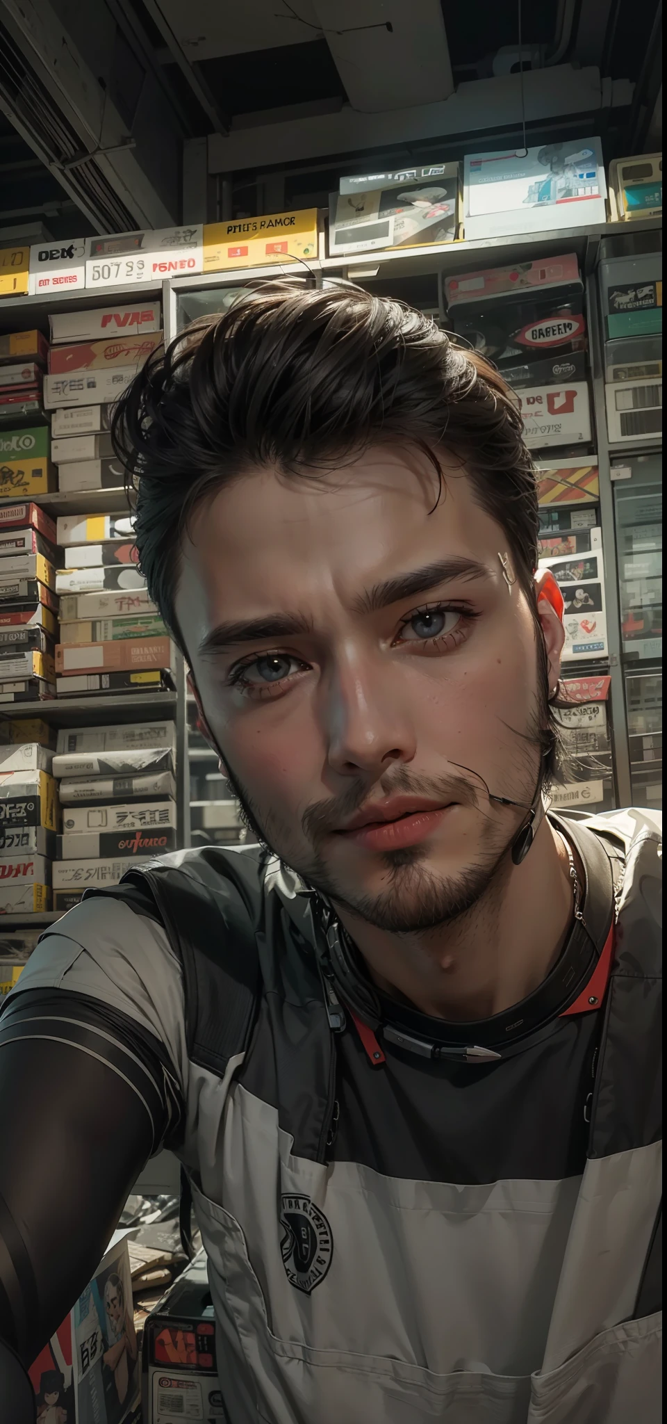 Chenge background cyberpunk handsome boy ultra realistic with cat