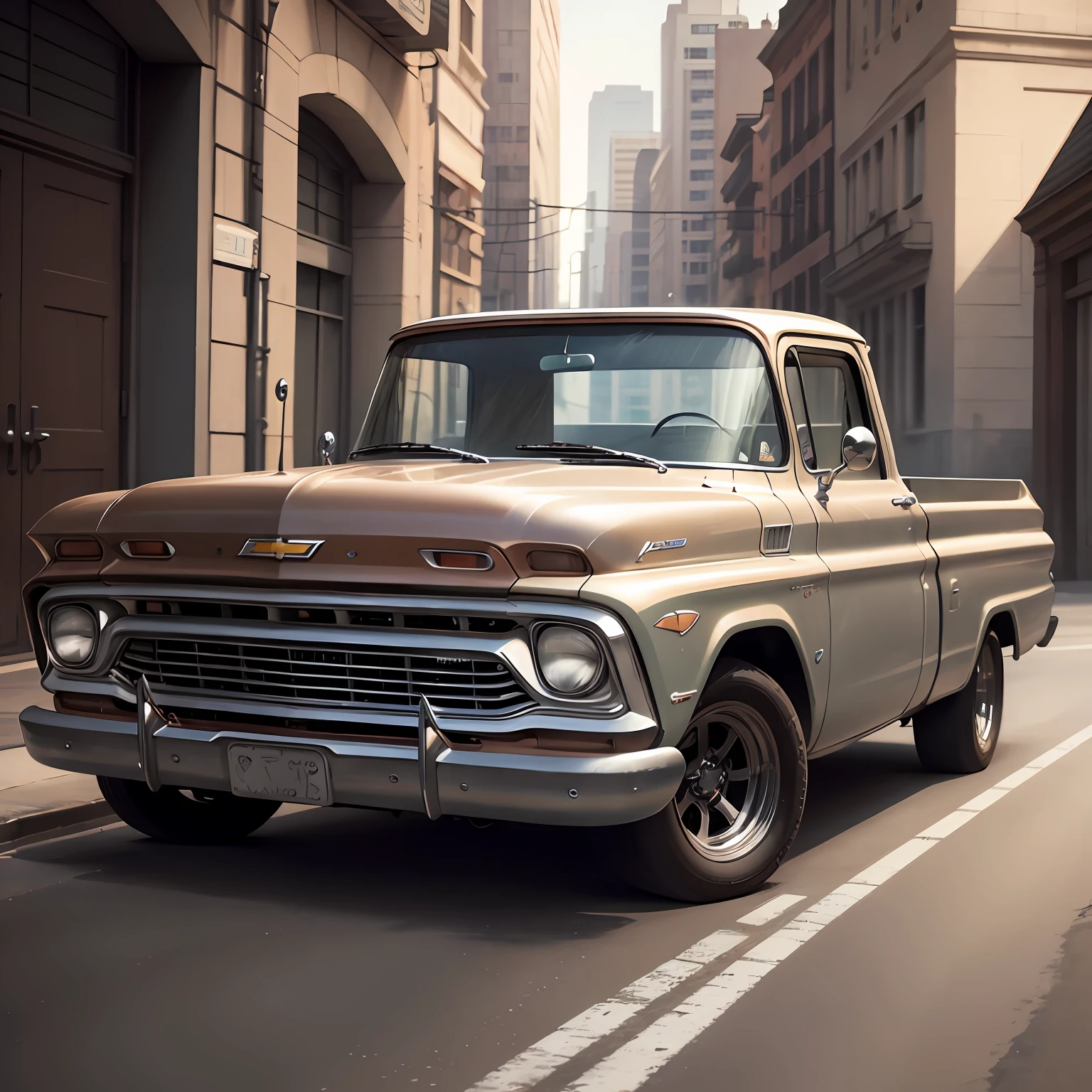 Chevrolet - C10 - 1960  official art, unity 8k wallpaper, ultra detailed, aesthetic, masterpiece, best quality, photorealistic --auto