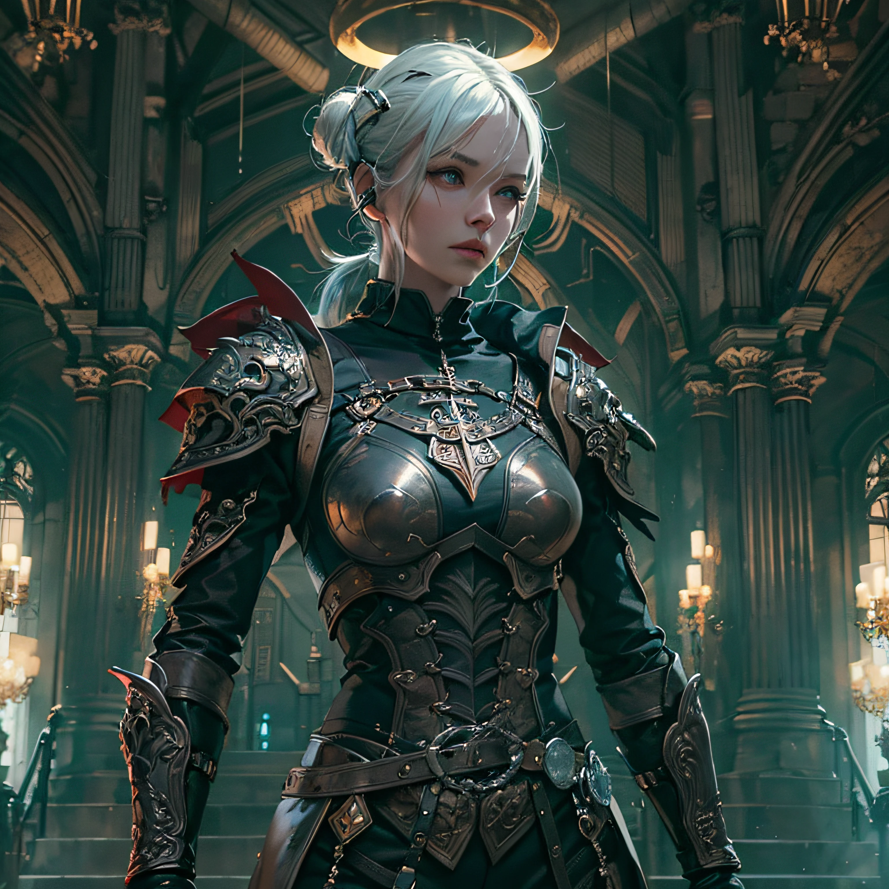 8k masterpiece, wallpaper, full height body potrait of a photorealistic beautiful short silver hairstyle with pigtails and buns seductress priest-knight, wearing beautiful detailed sci-fi headphones ,beautiful, very detailed beautiful face, intricate tattoes, gwith a long two-handed sword, holding a sword in two hands, model hair, in a beautiful very detailed magic room with flying bright glowing trails of energy, choker style colar, detailed face, full body,in very detailed beautiful sexy black dark intricate armor, sexy full body, beautiful eyes, lo-fi, future, Perfectly Centred, Hyper Realistic Cover Photo, High Definition, Cinematic, Smooth, Ultra High Definition, Ultra Sharp Focus, Intricate Artwork, Masterpiece, Epic, Stunning Realistic Photograph, Intricately Detailed, Cinematic, small top, ((1 sword)), 1 sword, megapixel cinematic lighting, anti-aliasing, fkaa, txaa, rtx, ssao, post processing, post-production, tone mapping, cgi, vfx, sfx, full color, volumetric lighting, hdr, realistic, 8k --v 4 --q 2 --stylize 1000 --q 2 0000 --q 2 0000 --s 2