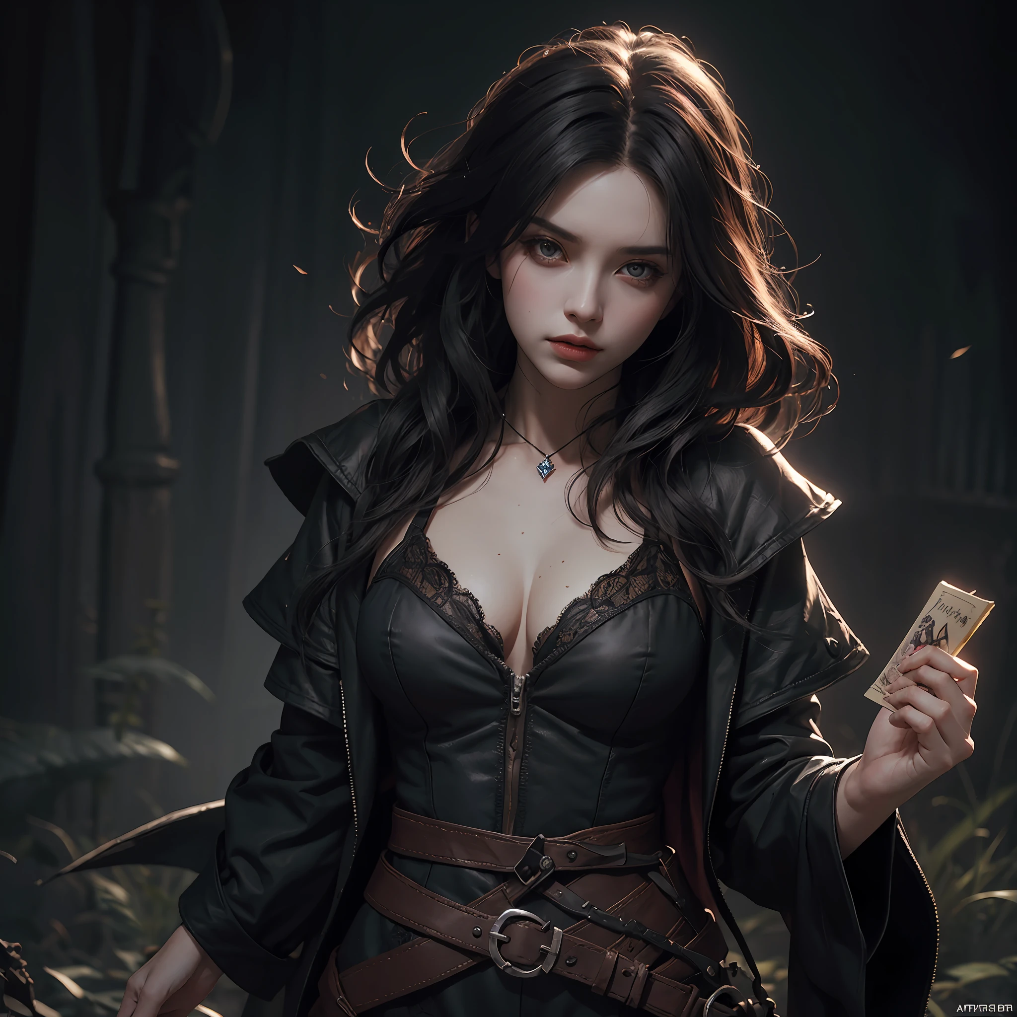 Darkpowerful, elegant, ingame image, dark witch character, Witcher)), ig model | artgerm, ashe, The Magician Woman!, Yennefer, Fantasy Game Spell, shadowverse style, Ability Image --auto