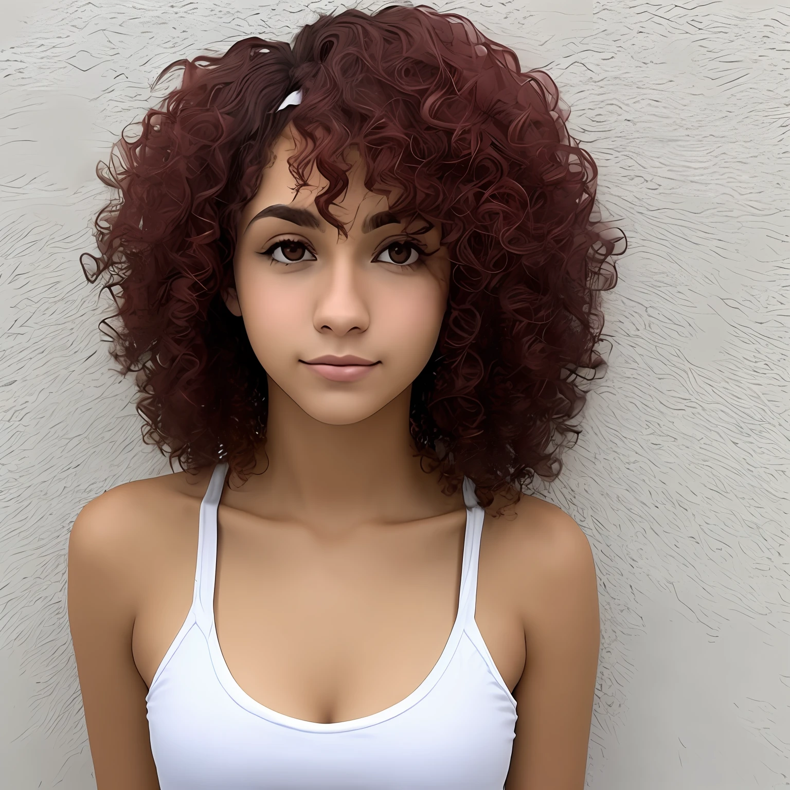 Jovem delicada de cabelos curtos e ruivos, magra, com cara de inteligente