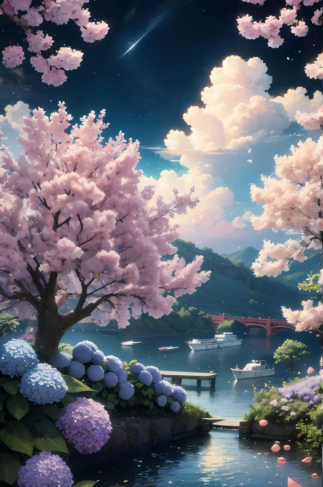 Painting of a beautiful landscape with a river and a bridge, Bel art UHD 4 K, anime beautiful scene of peace, nature anime, anime art wallpaper 4k, anime art wallpaper 4k, scenery artwork, anime landscape wallpaper, anime art wallpaper 8 k, Beautiful anime scenery, Anime Nature WallPap, beautiful anime scene, anime wallpaper 4k, anime wallpaper 4 k