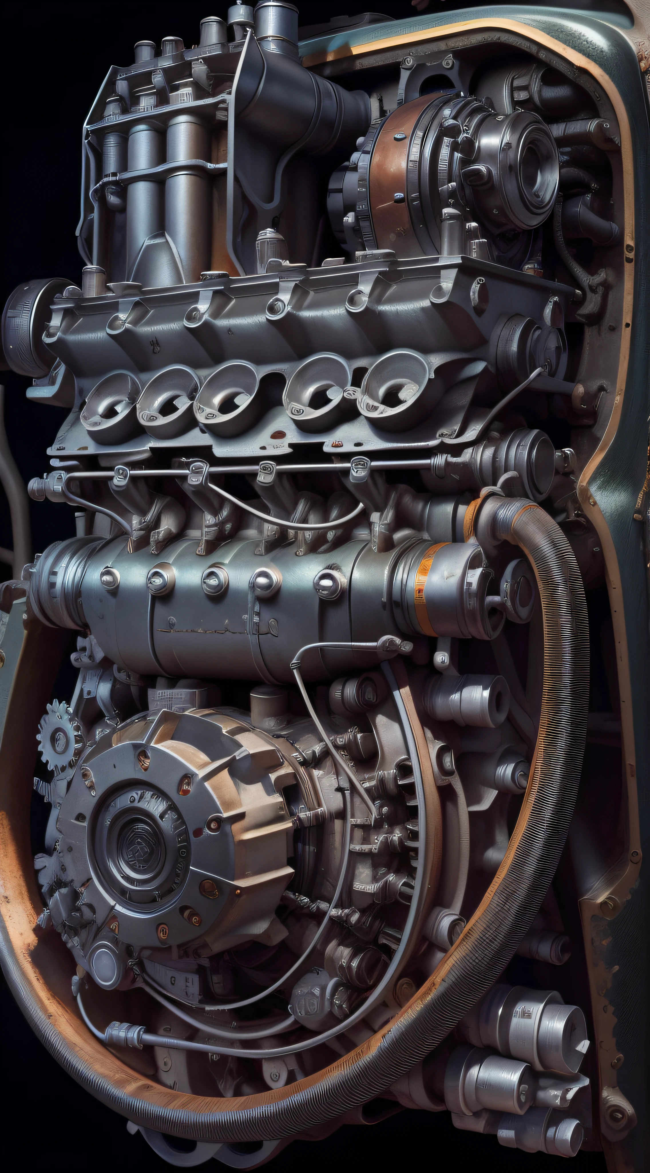 car engine, parts of car engine, dark background,high resolution,best quality resolution,hd,high quality