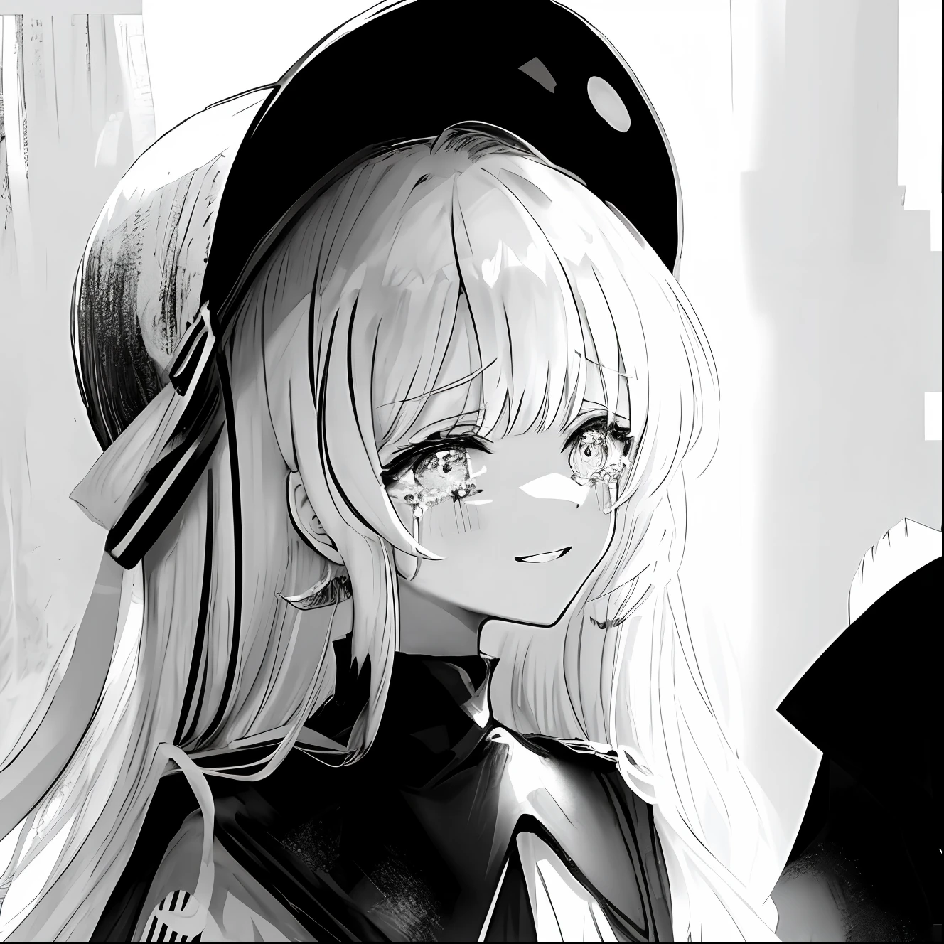 Unknown，black andwhite，Kizi，grieves，streaming tears，ssmile，Air bangs