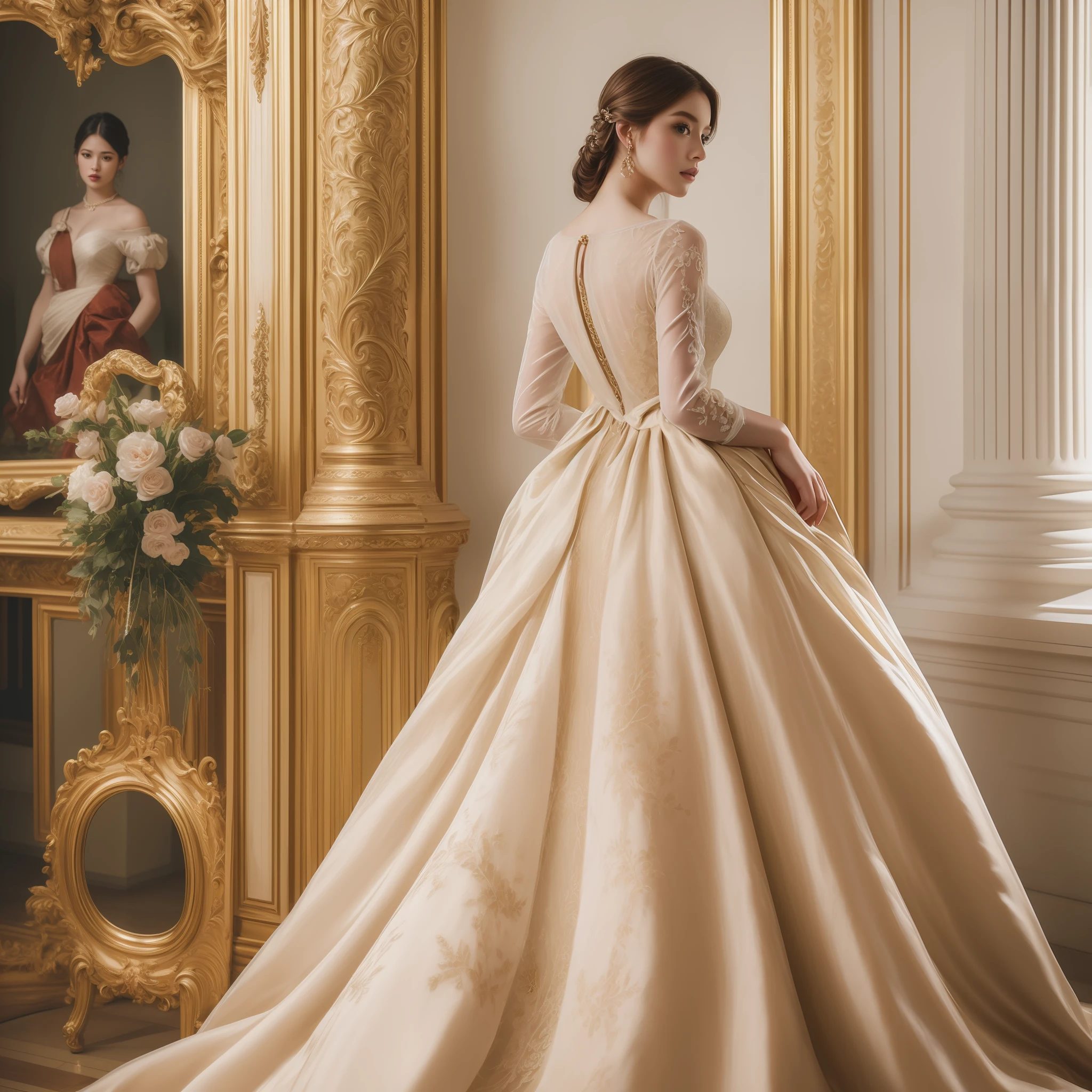 Baroque Elegance: A masterpiece of ultra-detailed fashion. Cinematic lighting, warm tones, and exquisite curves bring Rococo-inspired beauty to life. 🌺✨