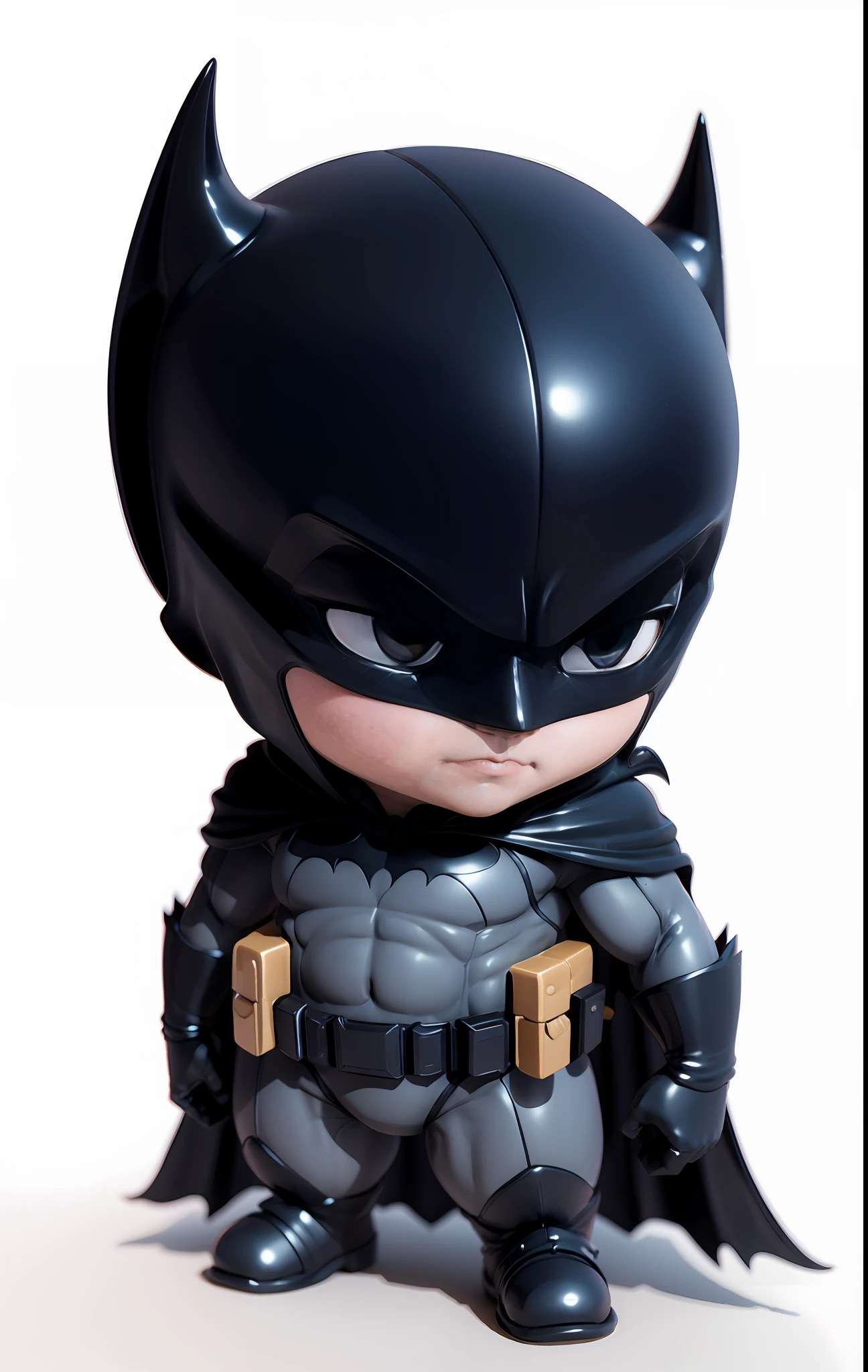 Brinquedo 3D, 3D-rendering, IP, CHIBI, MENINO BONITO, Batman, FUNDO SIMPLES, MELHOR QUALIDADE, C4D, morcego, MODELO 3D, BRINQUEDOS, CORES VIVAS, DC, capa preta, traje preto, roupa preta, alta resolução, MUITOS DETALHES, PIXAR, Heroi