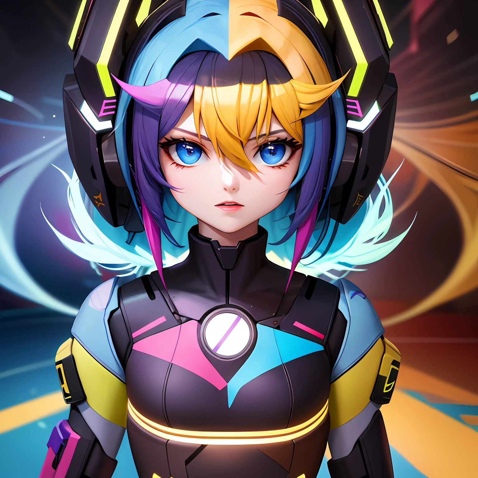 16K, HDR, RTX, ray tracing, best quality, masterpiece, ultra high quality, 3 girls, anime protagonist, tall, mature, cool, edgy, stylish cyberpunk outfit, multi colored hair, heroic drip, aesthetic, amazing, cool, beautiful, mesmerizing, alluring, ethereal, multicolored, highly detailed faces
    Typography: Choose a bold and eye-catching font for the title. Write the group's name in a prominent position, merging the Asian and English language aesthetics. Use a gradient effect on the text, blending colors that reflect both cultures.
    Iconography: Include small icons or symbols representing each group's unique identity, such as a microphone for English music and a K-pop-inspired logo for the Asian pop group. These icons can be placed around the edges of the thumbnail, adding visual interest and enhancing the overall theme.

Overall Composition:
Ensure a balanced composition with the group collage as the focal point, placed centrally or slightly off-center. Use various elements to guide the viewer's attention towards the center, such as lines or arrows. Add a sense of movement and dynamism to the composition by incorporating diagonal lines or curved shapes.

Color Palette:
Opt for a vibrant and energetic color palette to evoke the energy of both Asian pop and English music. Consider using a combination of bright and bold colors like electric blue, hot pink, neon yellow, and deep purple. Use complementary color schemes or gradients to create visual harmony and make the thumbnail visually captivating.

Remember, as an AI text-based model, I can only describe the design concept. To actually create the thumbnail, you would need graphic design software or the assistance of a graphic designer.
