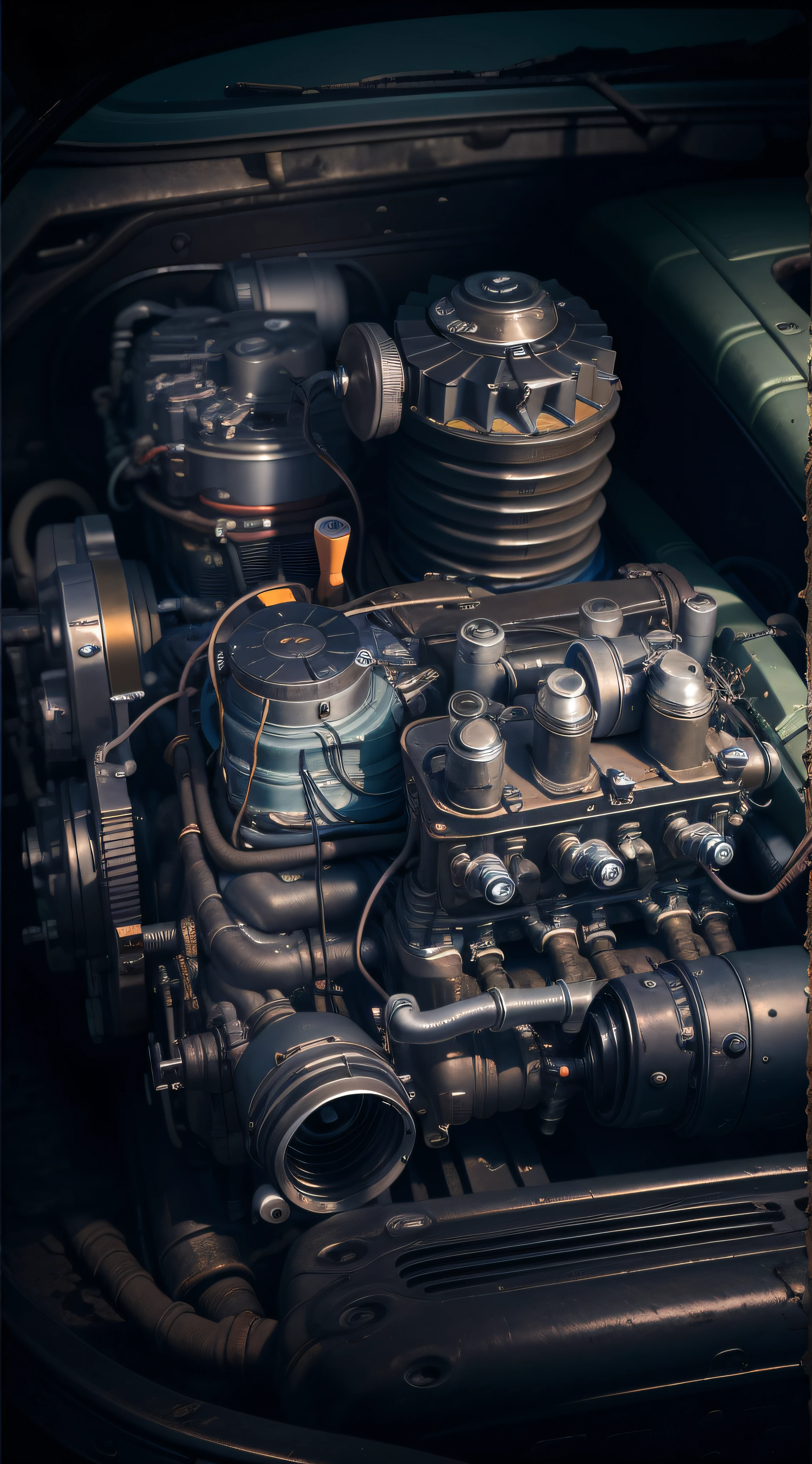 car engine, parts of car engine, dark background,high resolution,best quality resolution,hd,high quality,macro