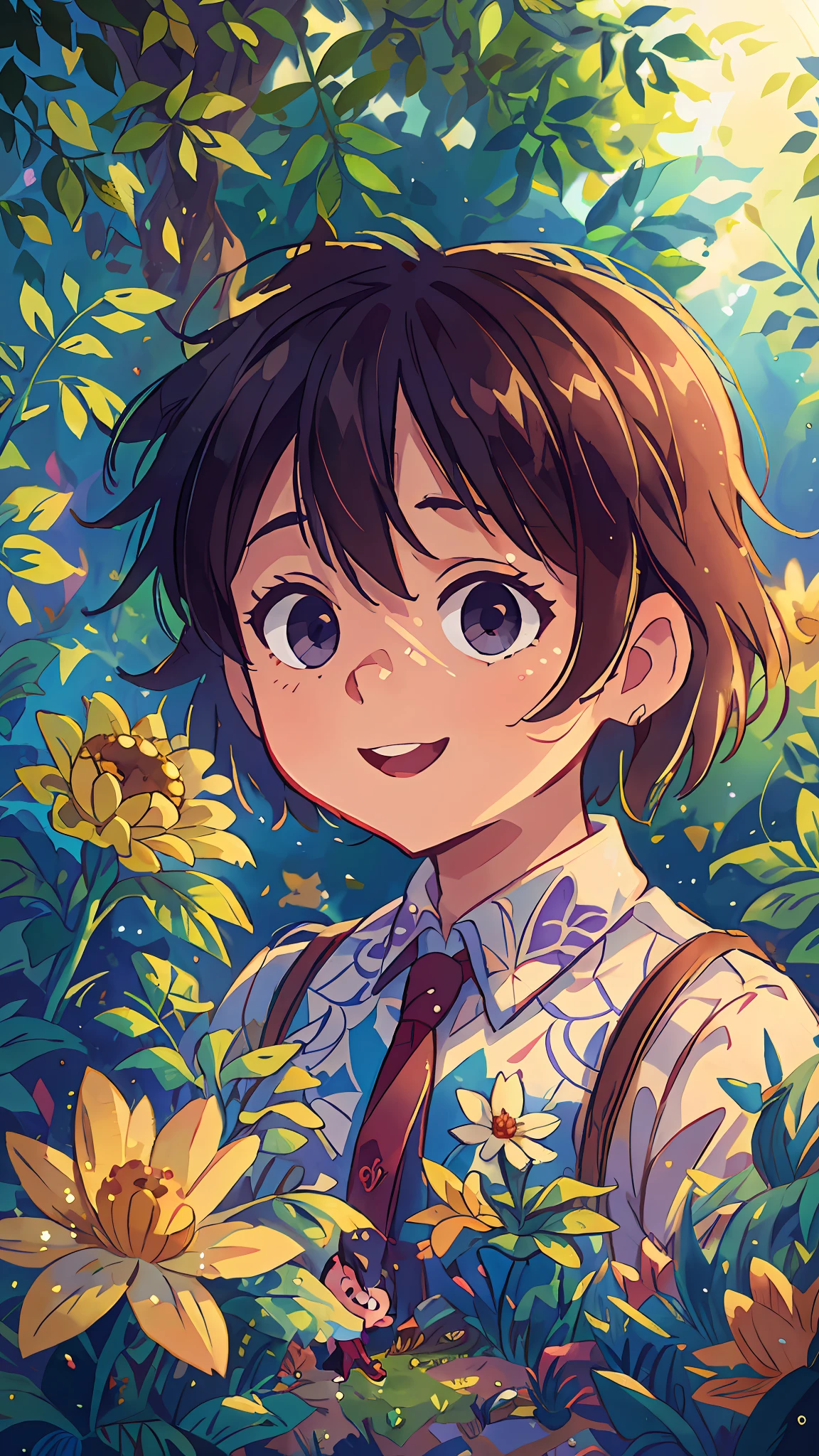 A 6--old standing in a garden, happy, happy, perfect quality, clear focus (mess - house: 0.8), (masterpiece: 1.2) (Realistic: 1.2) (Bokeh) (Best quality) (Detailed Skin: 1.3) (Intricate Details) (8K) (Eye Detail) (Sharp Focus), (Happy)