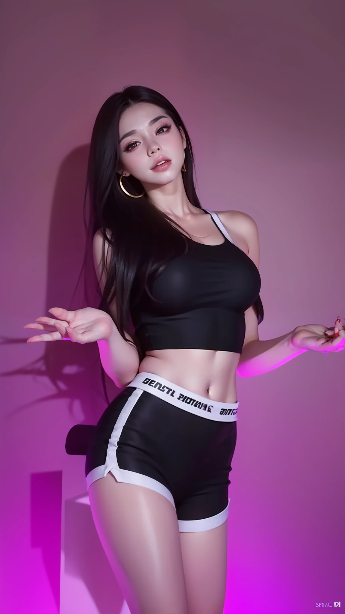 beautiful female k-pop idol, gigantic breasts, huge cleavage, her face is visible, close-up portrait, shot on sony a1, 85mm F/1. 4 ISO 100, medium format, 45 megapixel, studio lighting, softbox, high shutter speed flash photography, award-winning photograph with golden ratio composition, look at viewer