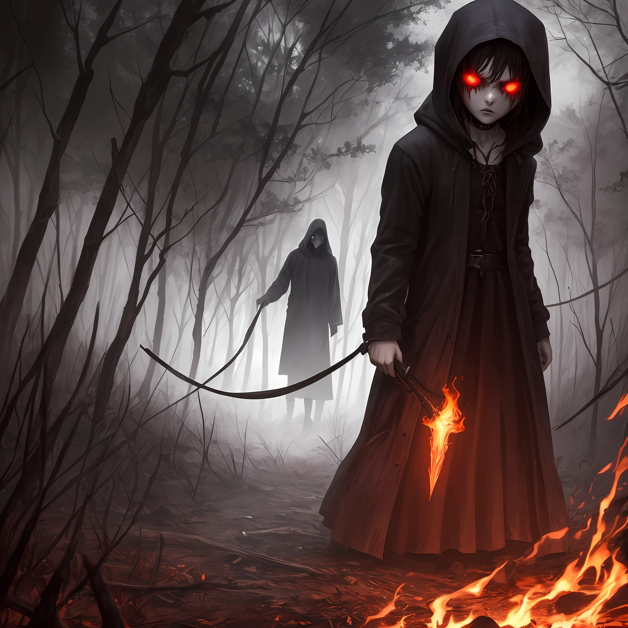 (prompt)Horror, exorcismo: Dark images, Chilling and terrifying possession, exorcismo, demonios y criaturas sobrenaturales. Detalles detallados, granulado y granulado. Espacios cerrados, sombras profundas, luz tenue, niebla y oscuridad. Personajes intimidantes, con ojos rojos, pale skin and distorted features. The atmosphere is oppressive and full of tension, with enigmatic music and atmospheric sound effects. --auto