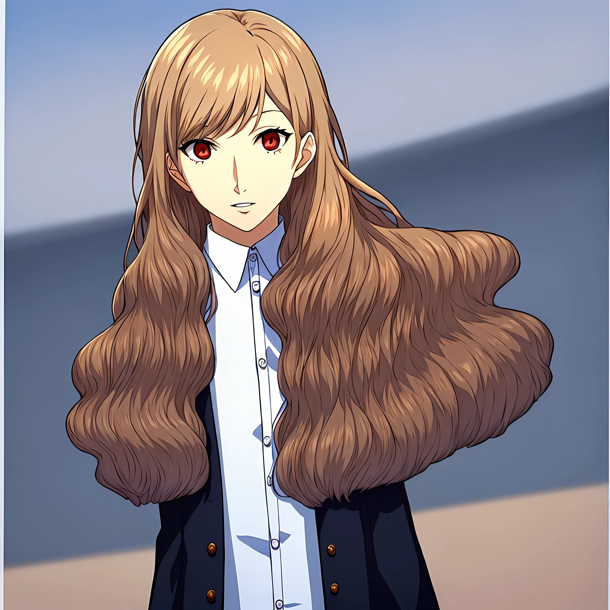 Crea a un personaje estilo anime con los dientes expuestos , pelo puntiagudo, chamarra verde con camisa blanca por debajo y pelo negro