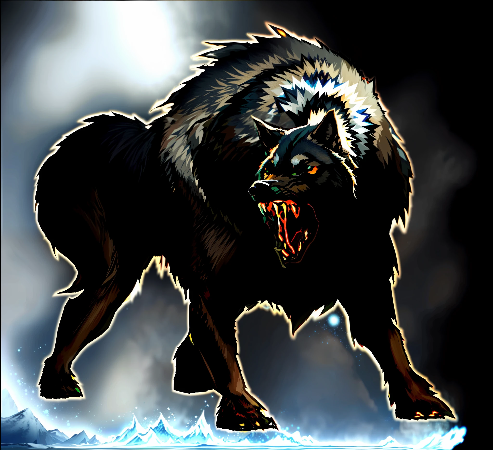 Remove the marked regions and complete with the colors of the wolf, Change the scenario where the wolf is