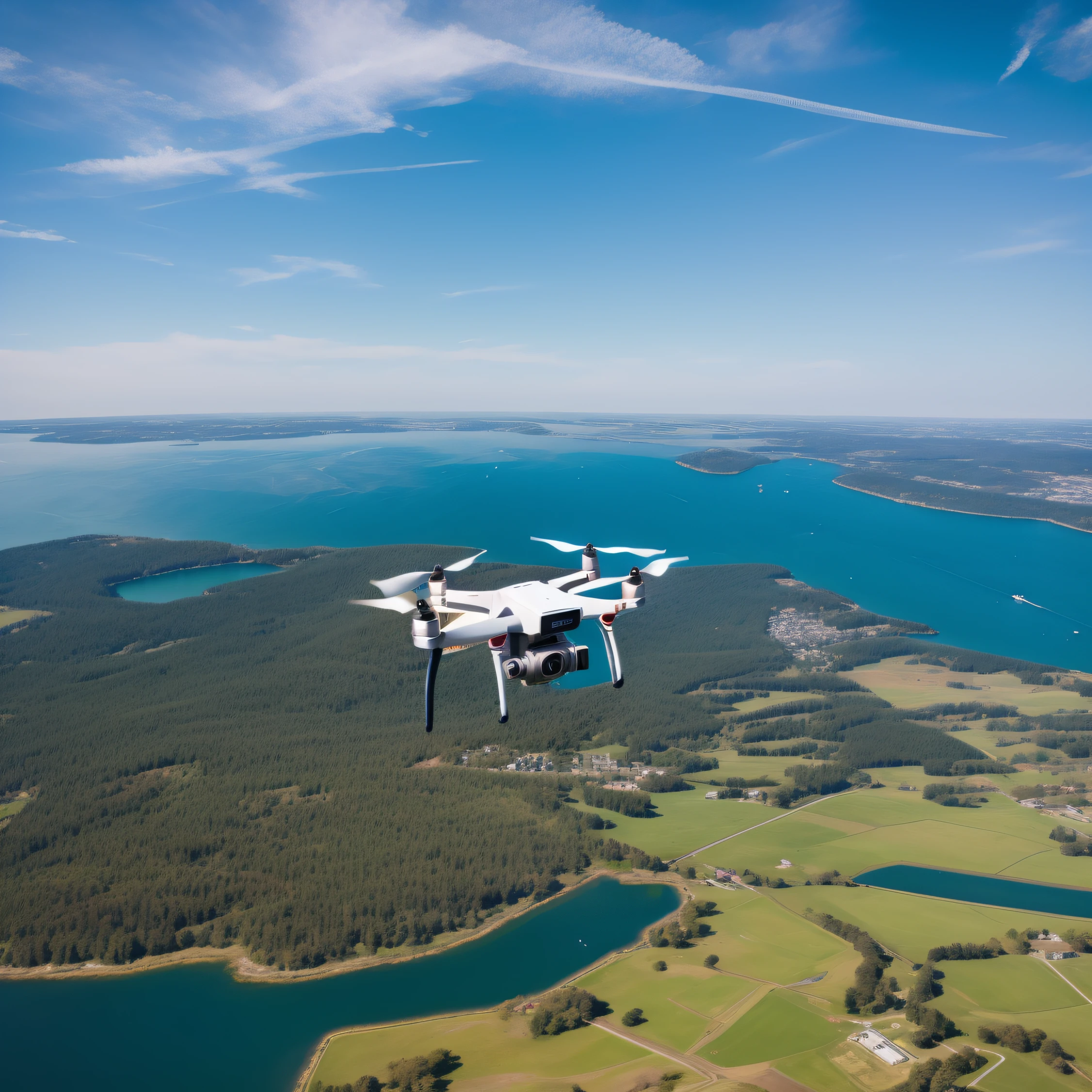DJI drone flying over the sky