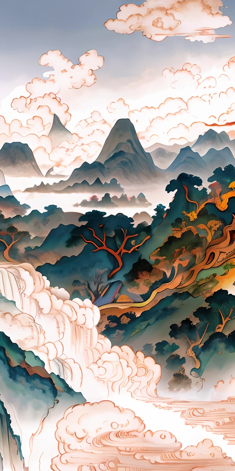 Kunlun, the ancestor of ten thousand mountains。 
Broken Peak，The cold wind howled。 
Between two peaks，It's like a line of heaven cut out by a sword，The mountain stream is misty，It's like a river。