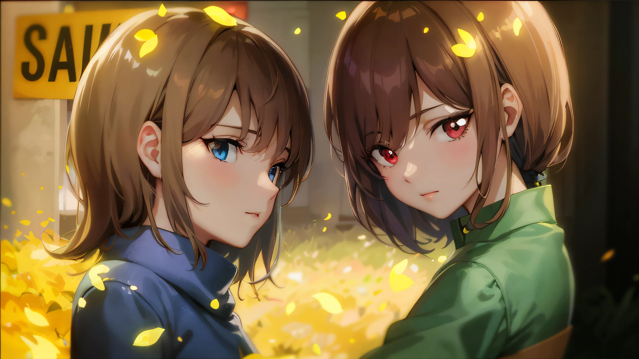 Garota anime com olhos vermelhos e cabelos castanhos ao lado de outra garota, duas lindas garotas de anime, Estilo Arte wlop, estilo anime 4K, anime moe artstyle, Artgerm e Atey Ghailan, Wlop e Sakimichan, feito com anime painter studio, Makoto Shinkai e Artgerm, Epic anime style