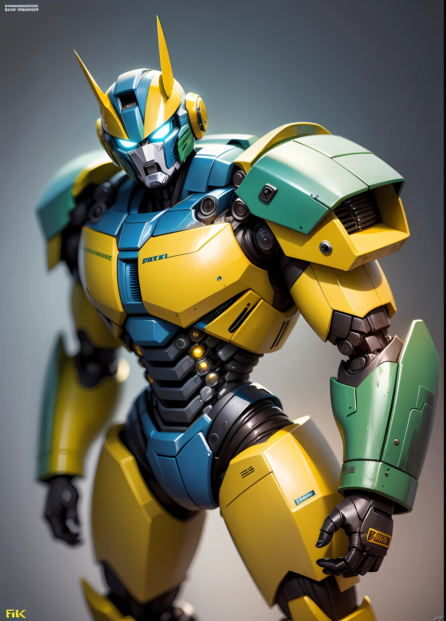 Roboto, Brasileiro, enferrujado, abandonado, cavaleiro,bem detalhado, Transformers,4k, usando as cores branco amarelo azul verde