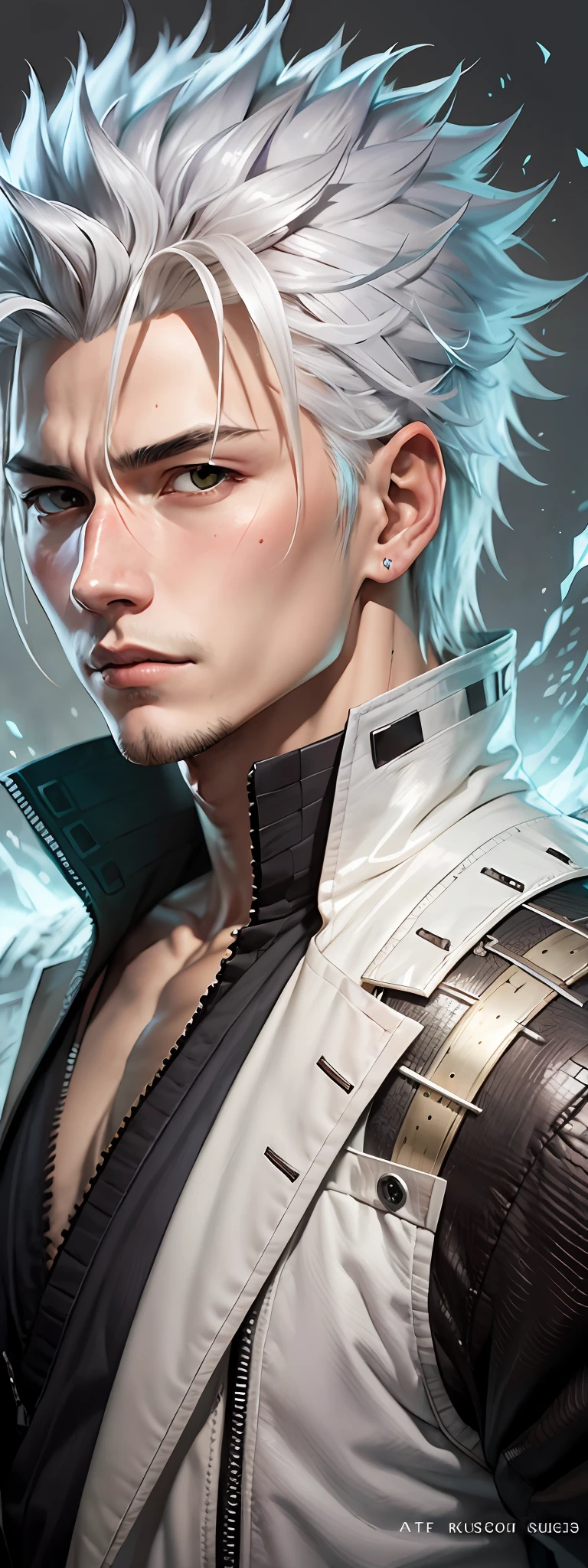 Realistic portrait of Hitsugaya Toshiro, art by Tite Kubo
