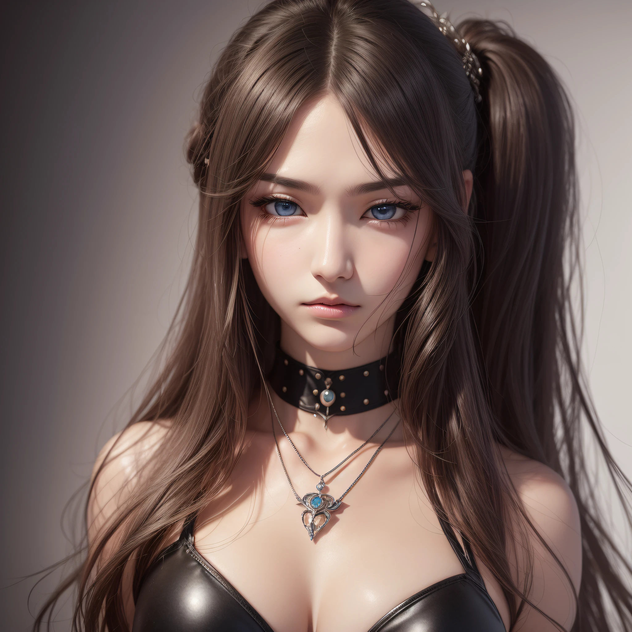 Irritated face, BDSM, rubber, black corset, bondage, necklace, NSFW, ((best quality, 8k, masterpiece: 1.3)), sharp focus: 1.2、(layer cut, large: 1.2), beautiful woman with perfect figure: 1.4、Slender Abs: 1.2、Wet body: 1.5、Highly detailed face and skin texture、Detailed eyes、Double eyelids, long hair