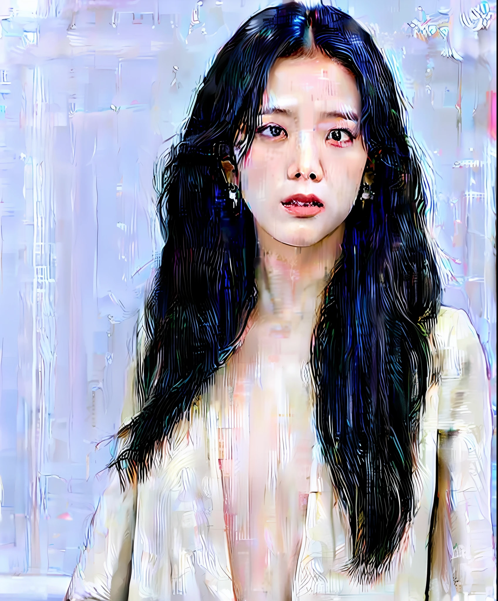 Jisoo,Photorealistic,Realistic, Solo, Photorealistic, Best quality, 超高分辨率,

Diamond stud earrings, Long straight black hair, browneyes, Serious expression, Black blazer ,White shirt, White blouse, Stand on the city skyline at night

Beautiful, Masterpiece, Best quality, Extremely detailed face, Perfect lighting, Solo,1girll,

Best quality, 超高分辨率, Photorealistic,
Ultra detailed,
Masterpiece, Best quality,huge tit，Giant buttocks