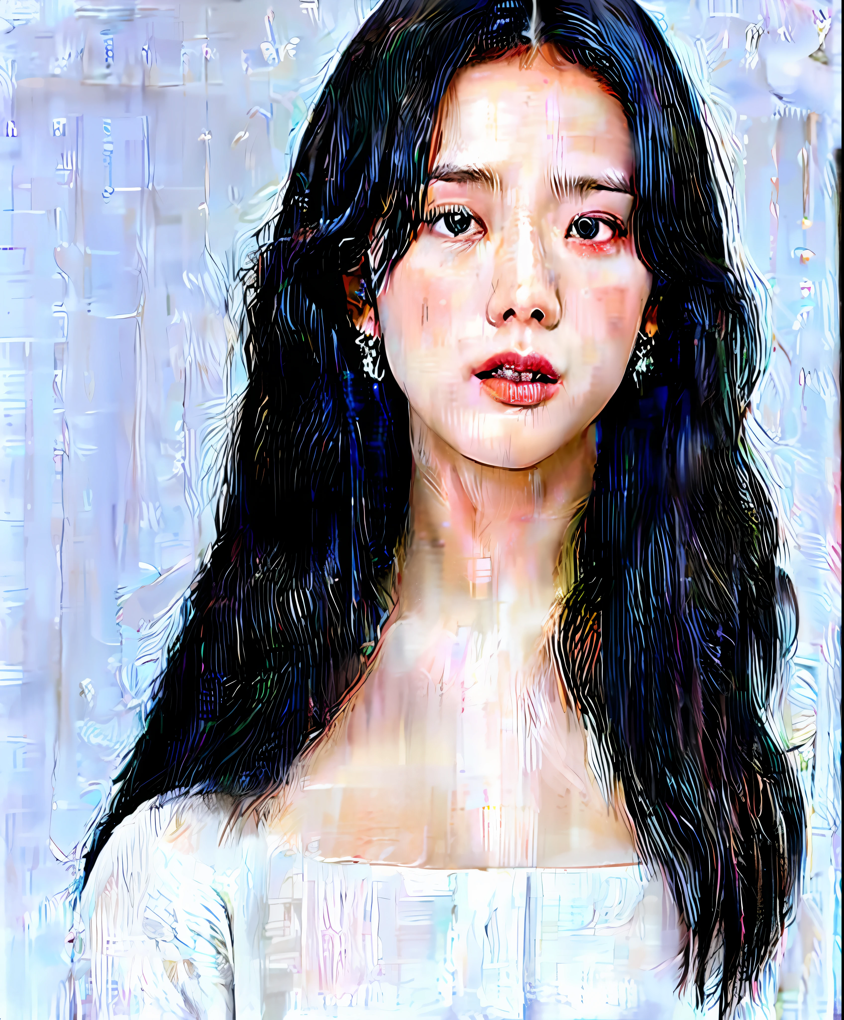 Jisoo,Photorealistic,Realistic, Solo, Photorealistic, Best quality, 超高分辨率,

Diamond stud earrings, Long straight black hair, browneyes, Serious expression, Black blazer ,White shirt, White blouse, Stand on the city skyline at night

Beautiful, Masterpiece, Best quality, Extremely detailed face, Perfect lighting, Solo,1girll,

Best quality, 超高分辨率, Photorealistic,
Ultra detailed,
Masterpiece, Best quality,huge tit，Giant buttocks