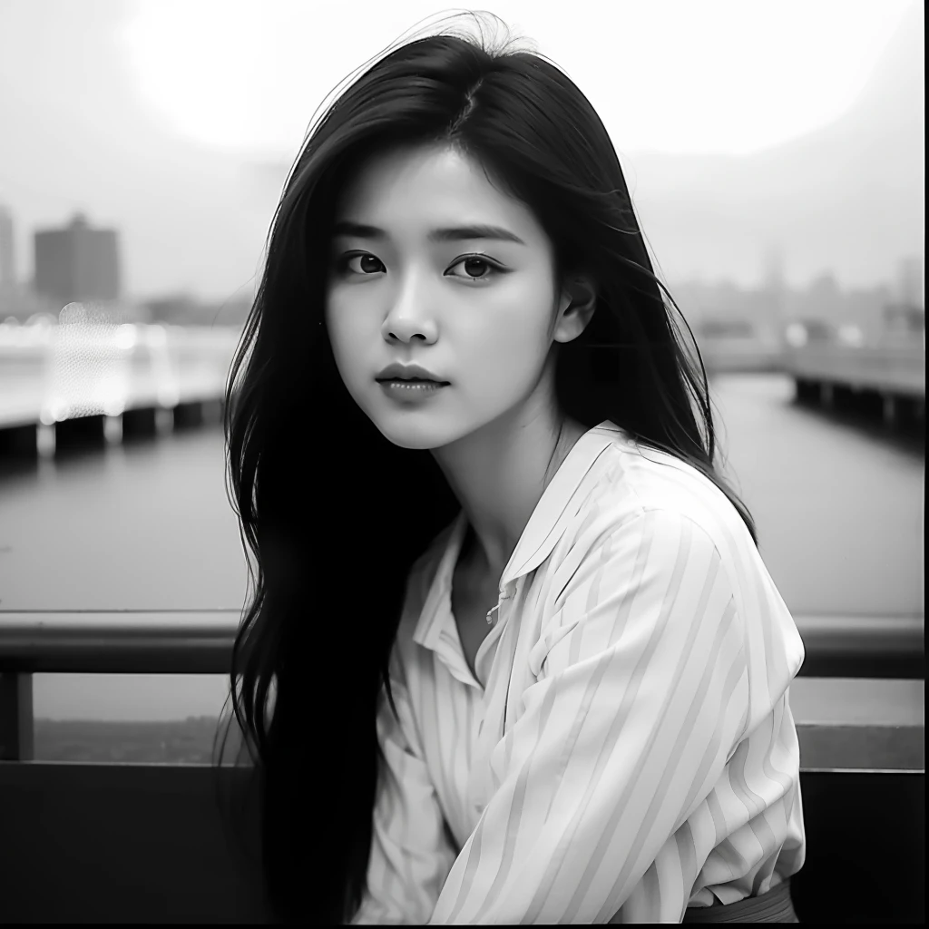Photo of a Beautiful Korean kpop idol Woman, Summer, Lustful, Film grain, Ilford HP5, 80mm