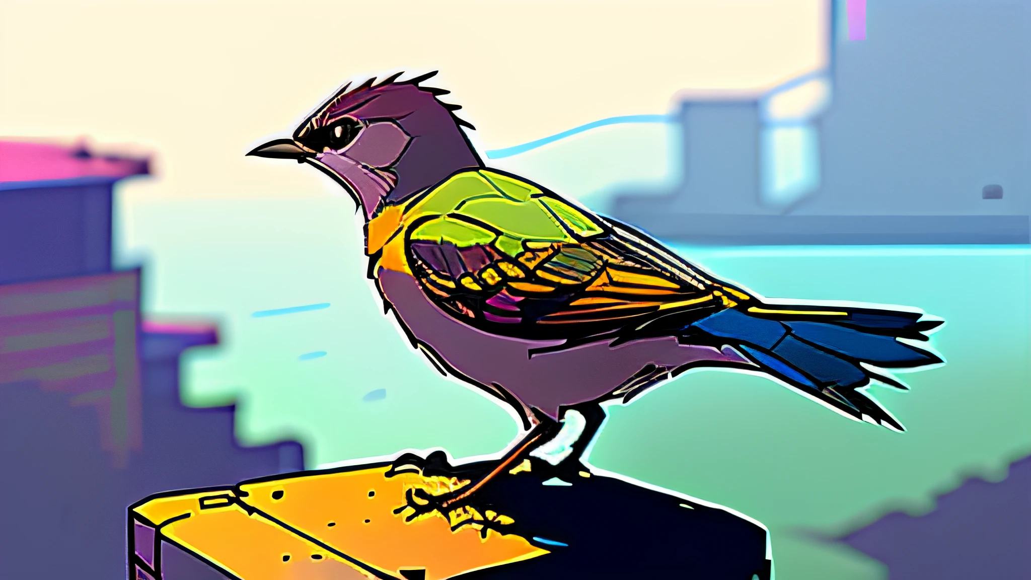 "nvinkpunk, a very small bird, Lindo, La mejor calidad, Detallado, 4k, HDR, borroso, foco nítido, high resolusion."