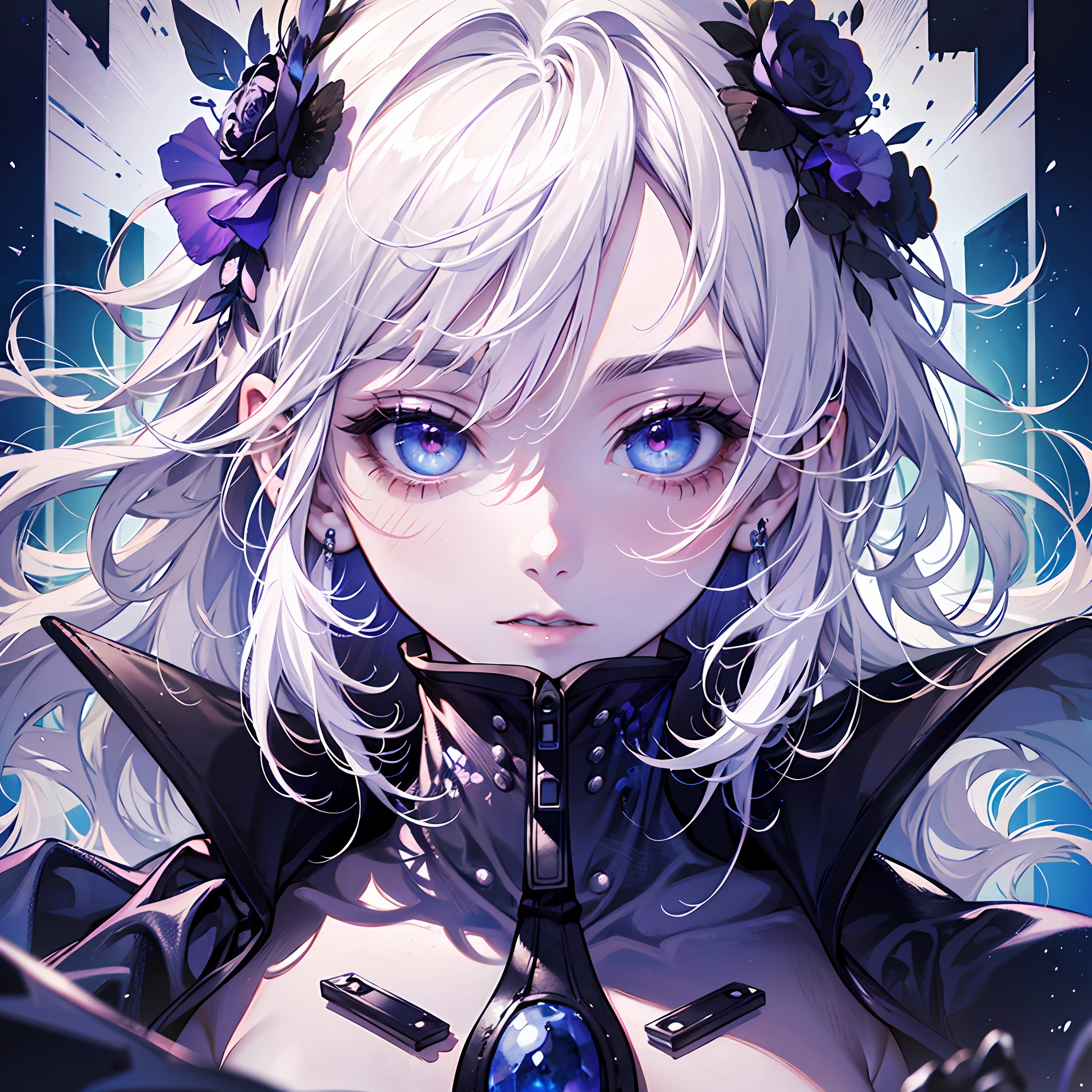 (absurdres, highres, ultra detailed),(Masterpiece, best quality:1.2),Anime Girl,white hair,short hair,1girl,solo,tall, wearing a coat, beautiful,close up shot, purple and red eyes,highly detailed eyes, highest quality digital art, glowing eyes,eye glare,Amazing, finely detail, masterpiece,best quality,official art, extremely detailed CG unity 8k wallpaper,octane render, H. R. Giger style, 8k, best quality, masterpiece, illustration, an extremely delicate and beautiful, extremely detailed ,CG ,unity ,wallpaper,highest quality digital art, Stunning art, wallpaper 4k,8k,64k, HD, unparalleled masterpiece, dynamic lighting, cinematic, epic