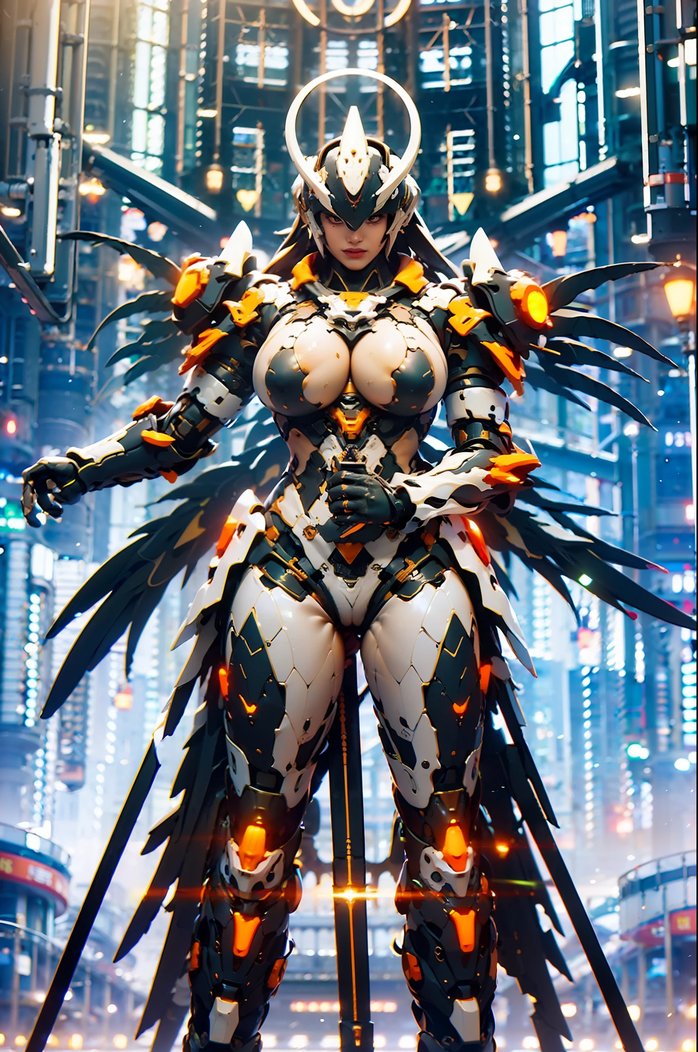 ((Unreal Engine 5)), Realistic Rendering, Excellent, (full mecha armor), helm, (Yoga Pants), looking on viewer, posing walkdown on street, beautiful face, makeup, (photorealism:1.2), ultrarealistic uhd face, (huge fake ?????:1.4), (????????????????:1.1), (muscle abs), (big ????), (wide ????), (thick thighs), slim waist, hourglass figure, full body, ((glowing skin)), ((shiny skin)), Realistic body, ((she is ????)), ((clean skin)), photorealistic, bokeh, masterpiece, highres, 1080P.