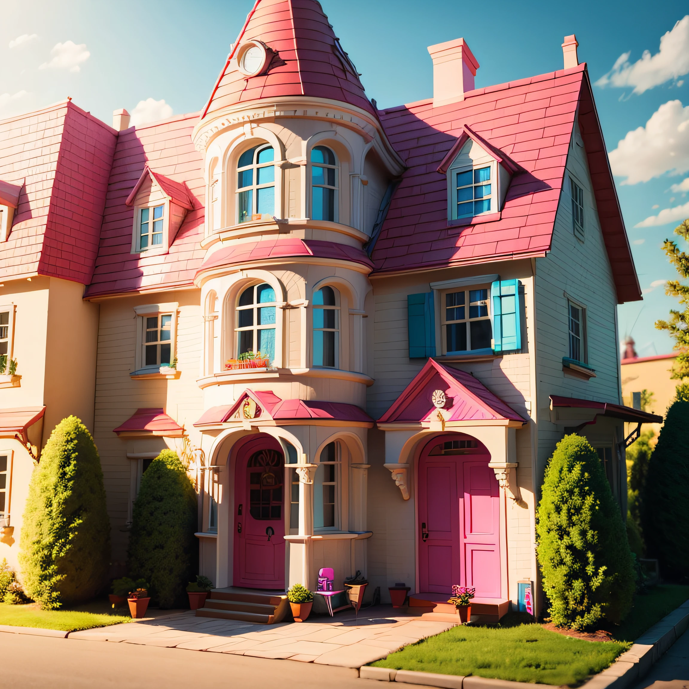Barbie's house with children's scenery --auto