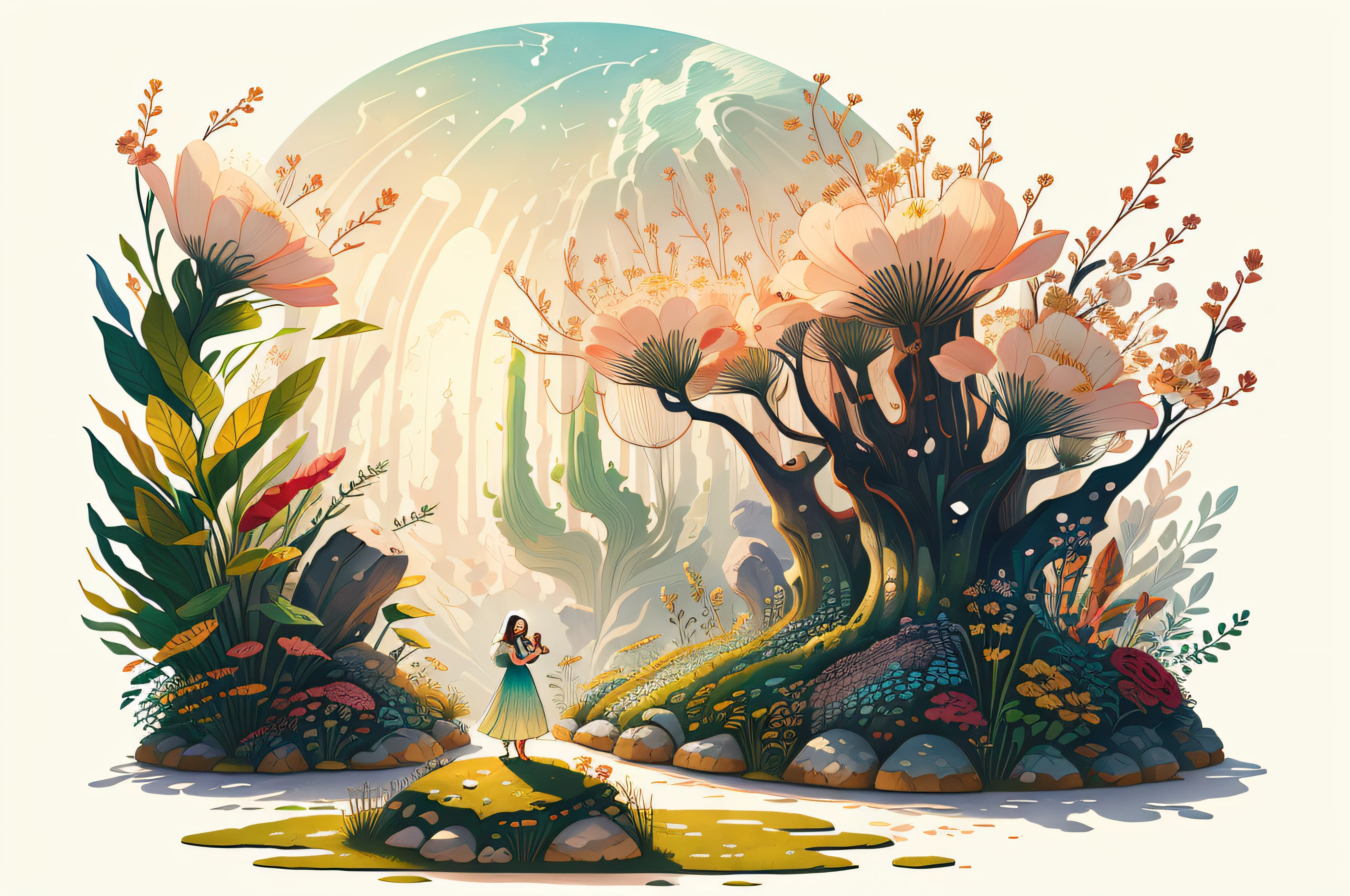 (Illustration:1.3) beautiful planet earth with flowers and plants sprouting spring day (by Artist Anna Dittman:1), (((masterpiece))), (((best quality))), ((ultra-detailed)),(detailed light),((an extremely delicate and beautiful)),