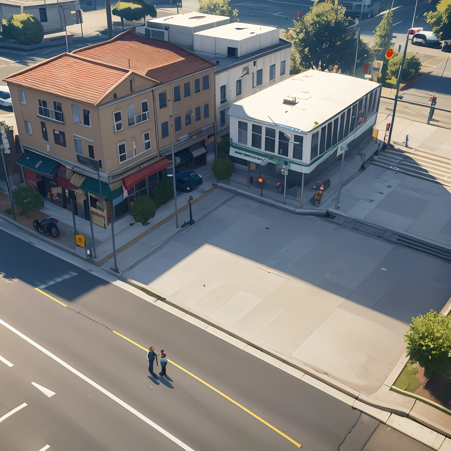 Create a scene of people in a square talking, 3D, GTA 5 --auto