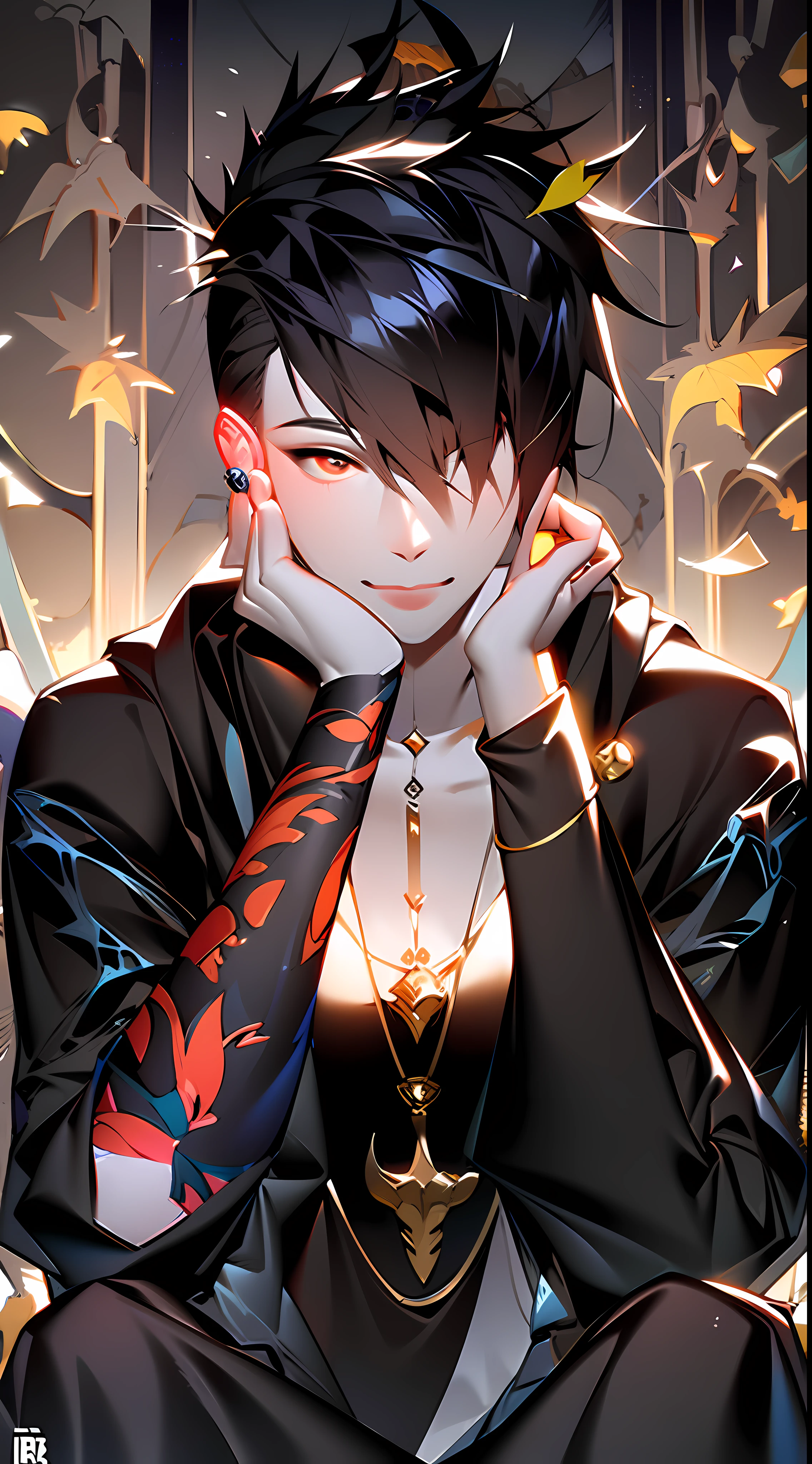anime boy with tattoos sitting on a bench in front of a stained window, delicate androgynous prince, beautiful androgynous prince, trending on artstation pixiv, anime boy, artwork in the style of guweiz, detailed fanart, high quality portrait, pixiv daily ranking, digital art on pixiv, male anime style, discord pfp, pixiv style,masterpiece, best quality, (extremely detailed CG unity 8k wallpaper), (best quality), (best illustration), (best shadow), absurdres, realistic lighting, (Abyss), beautiful detailed glow