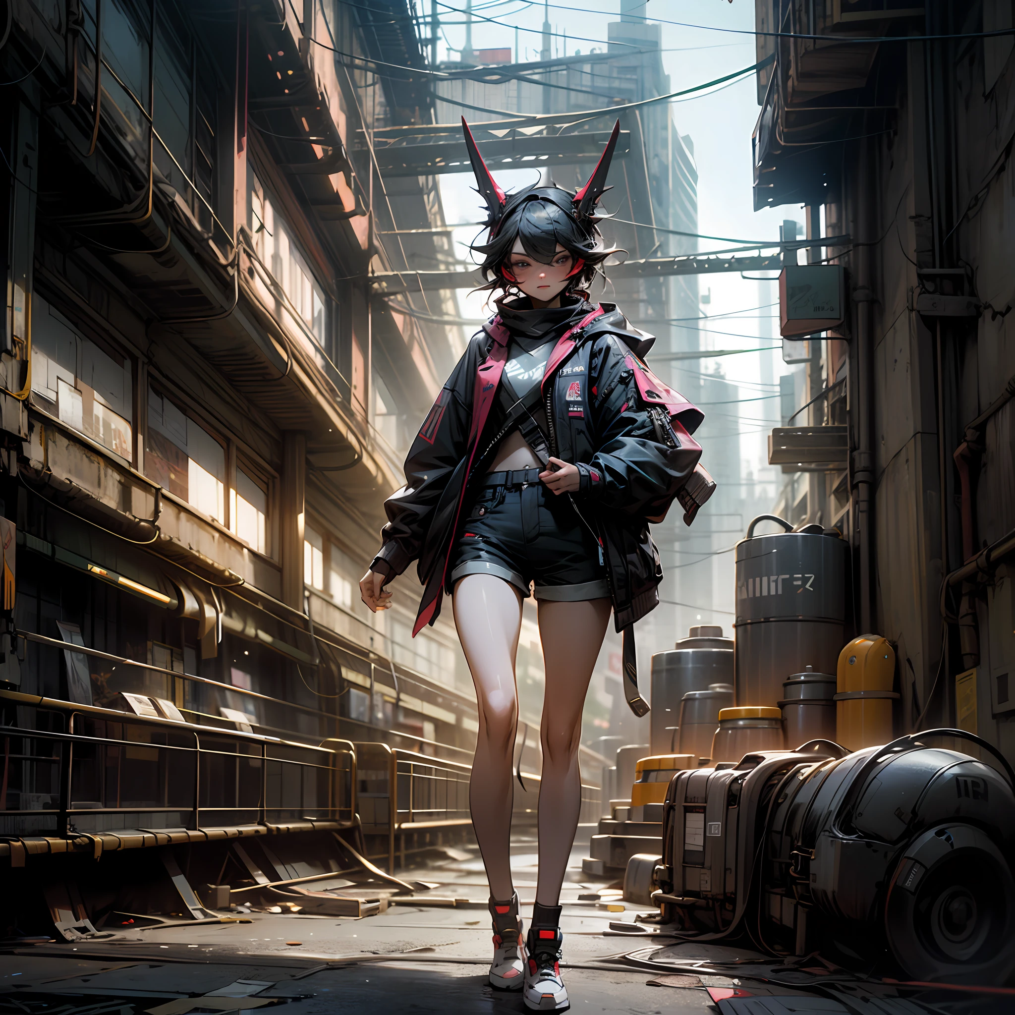Girl shorts and tender tatianes, Arte cyberpunk,RZ-Purepastel-21, --auto